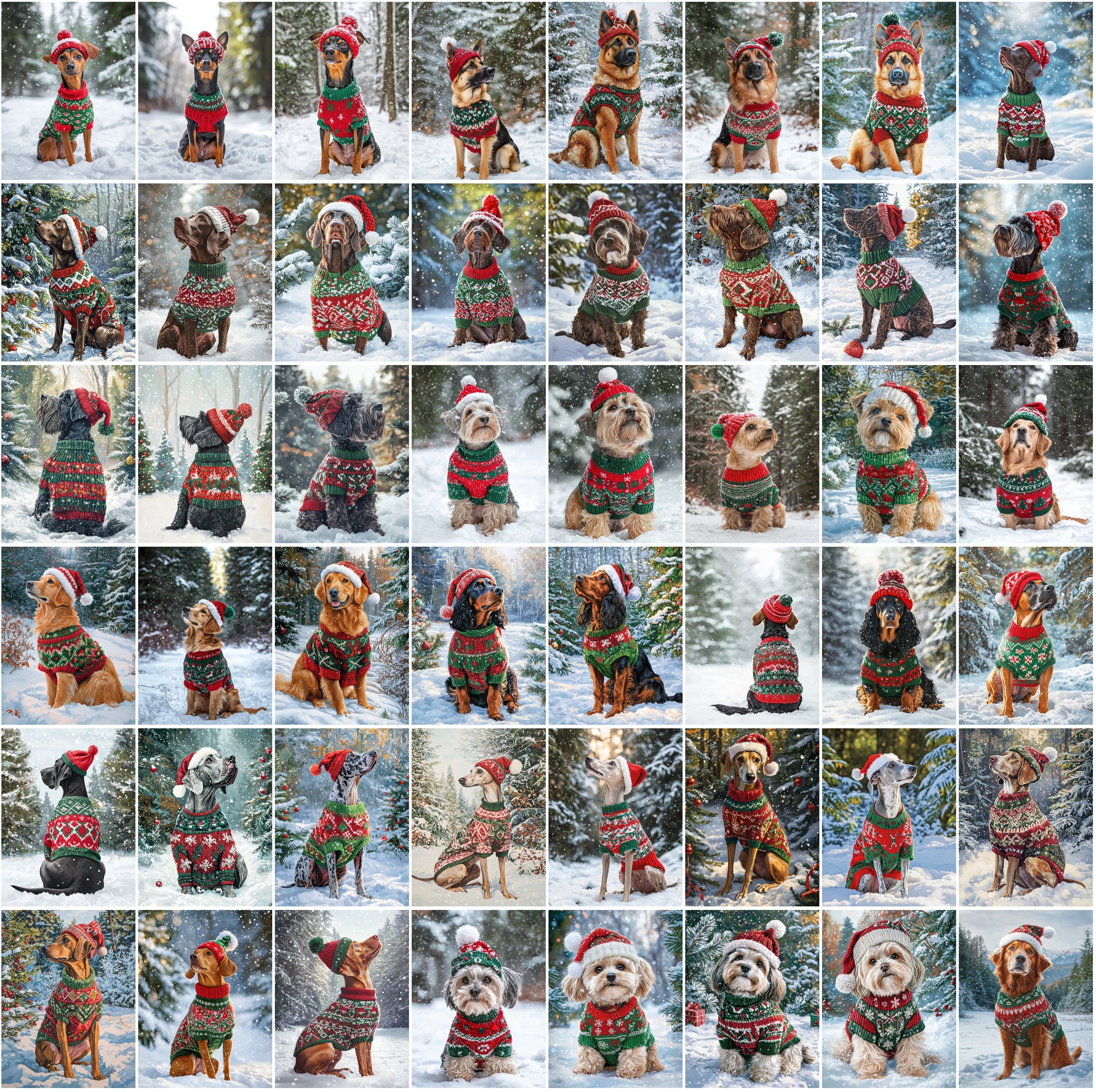 770 Adorable Dog Images on Snow with Holiday Sweaters