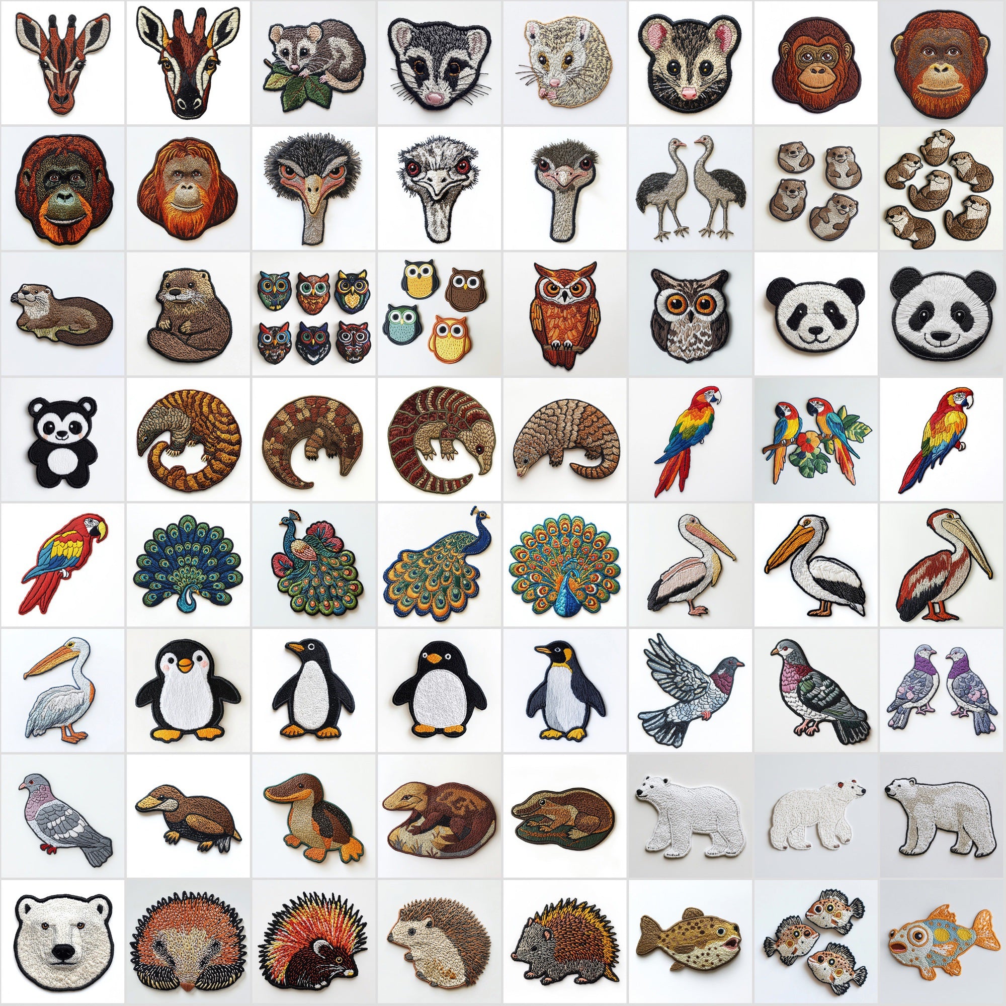 600 Transparent Animal Embroidery PNGs | Digital Appliqué Patch Cliparts