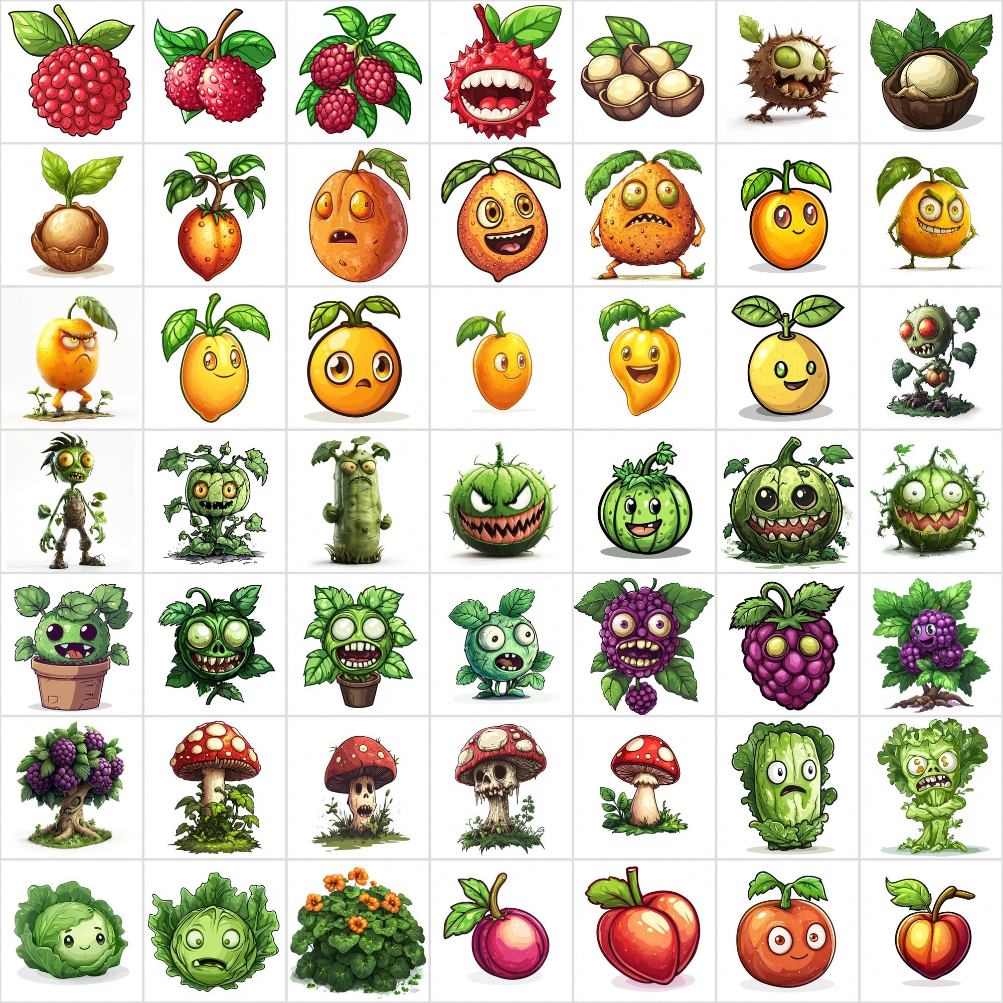 550 High-Resolution Fruits & Veggies Zombies-Themed Images