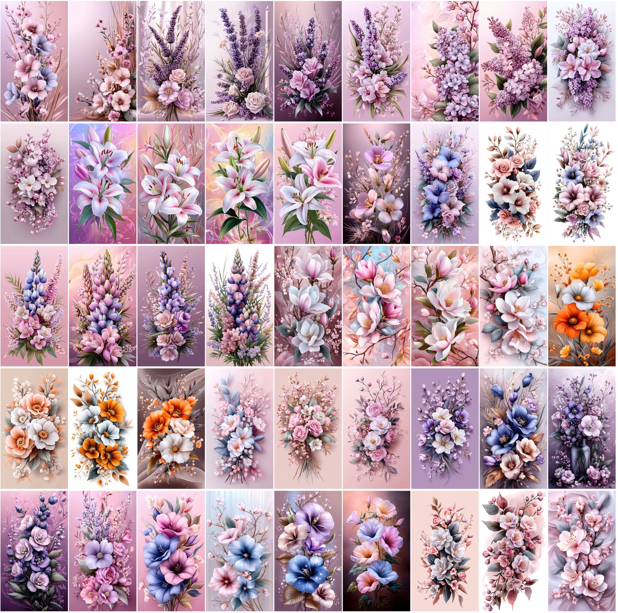 570 Delicate Pastel Flowers