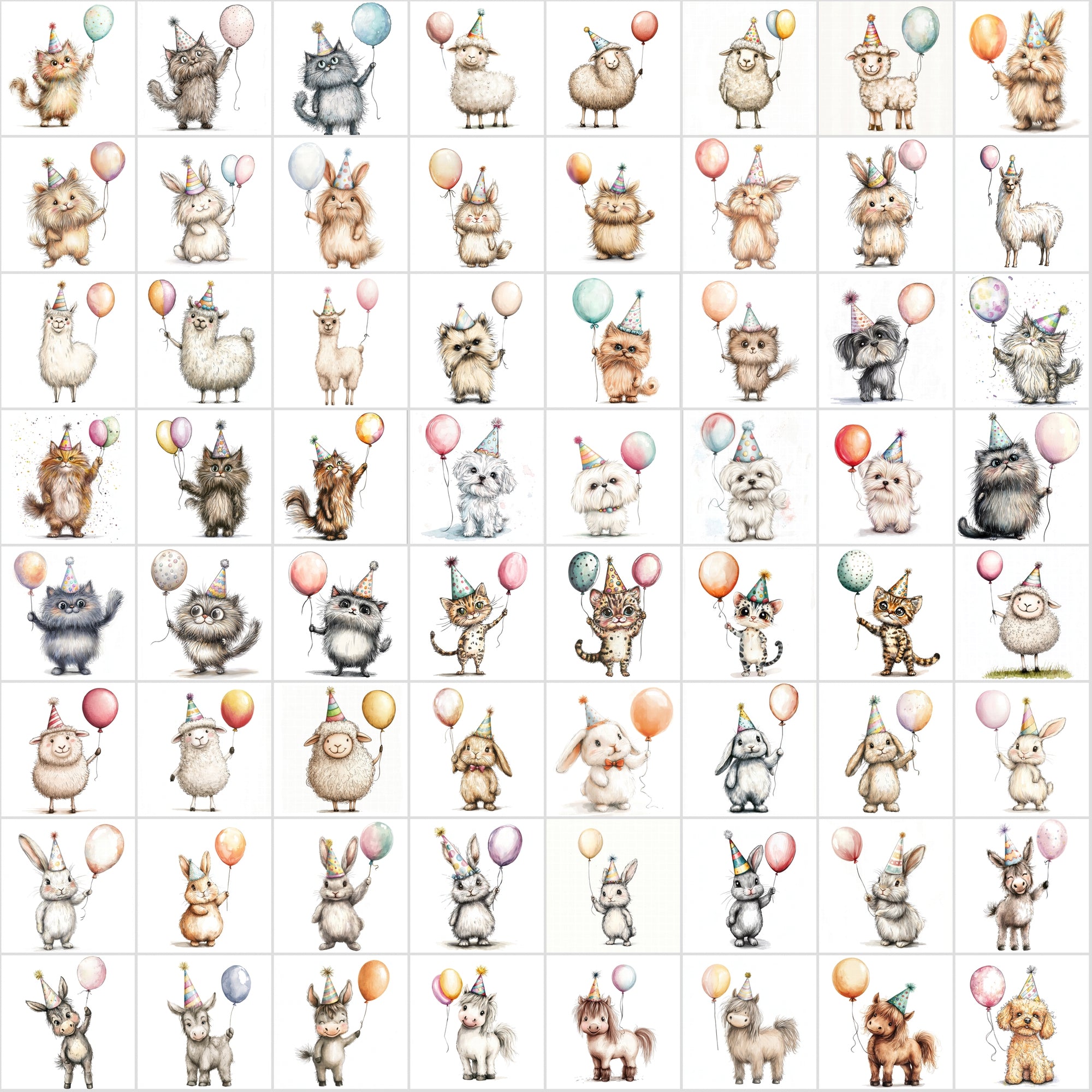 740 Animal Balloons Clipart - Commercial Use