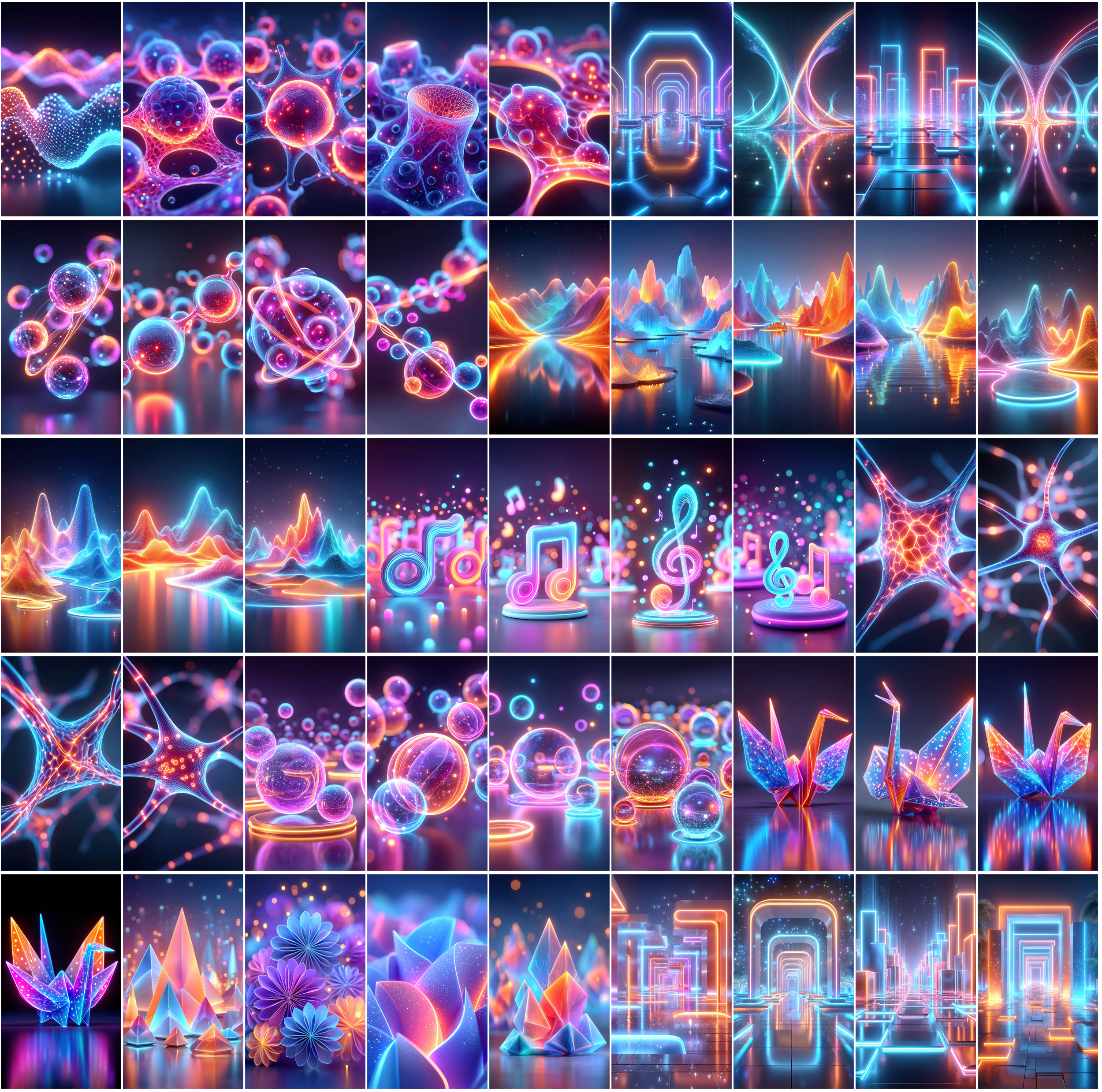 1140 Neon Abstract Backgrounds – 3D Futuristic Blue & Pink Light Renders | Vertical & Horizontal JPGs