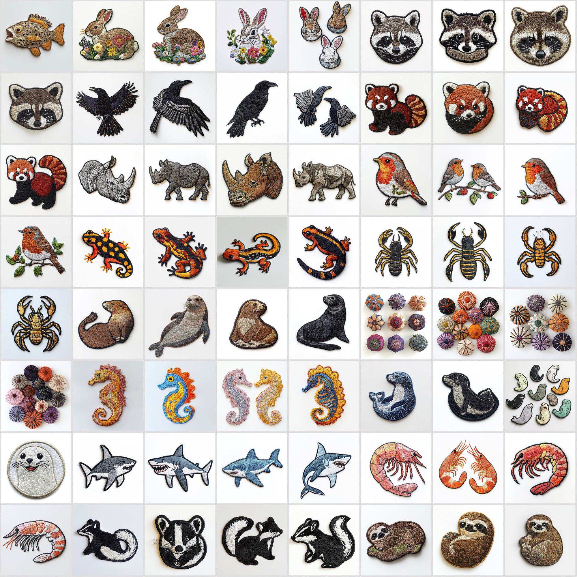 600 Transparent Animal Embroidery PNGs | Digital Appliqué Patch Cliparts