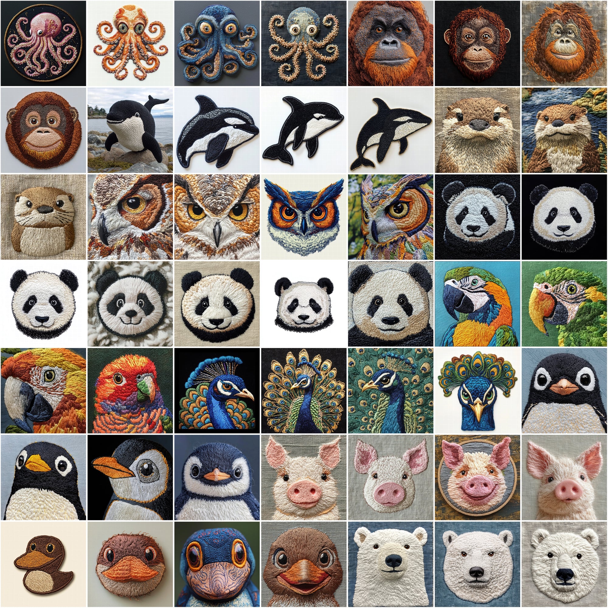 545 Embroidery Animal Facemoji Images