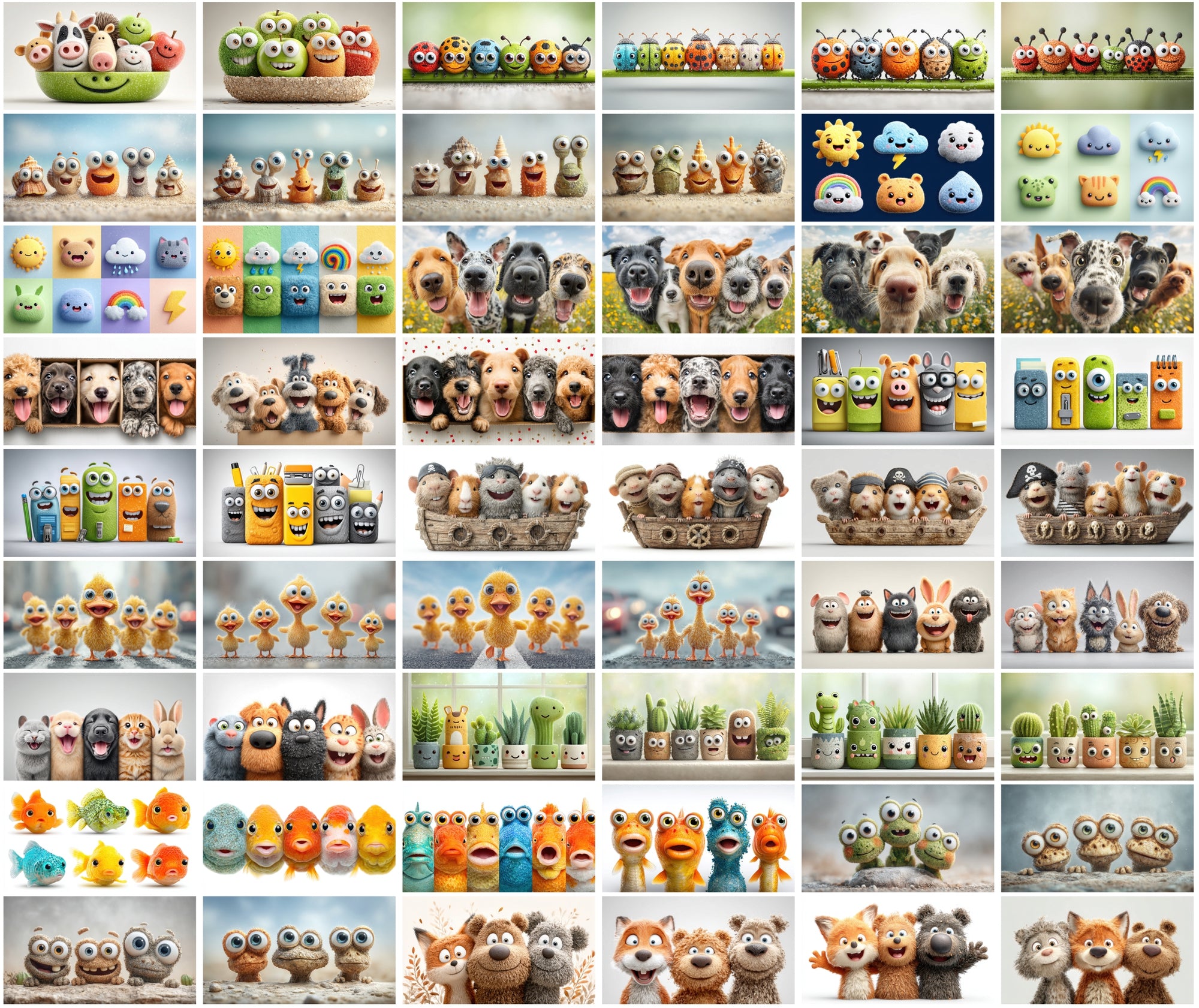 610 Funny Animal Friends Clipart – High-Resolution 3D Caricature JPGs with Commercial License