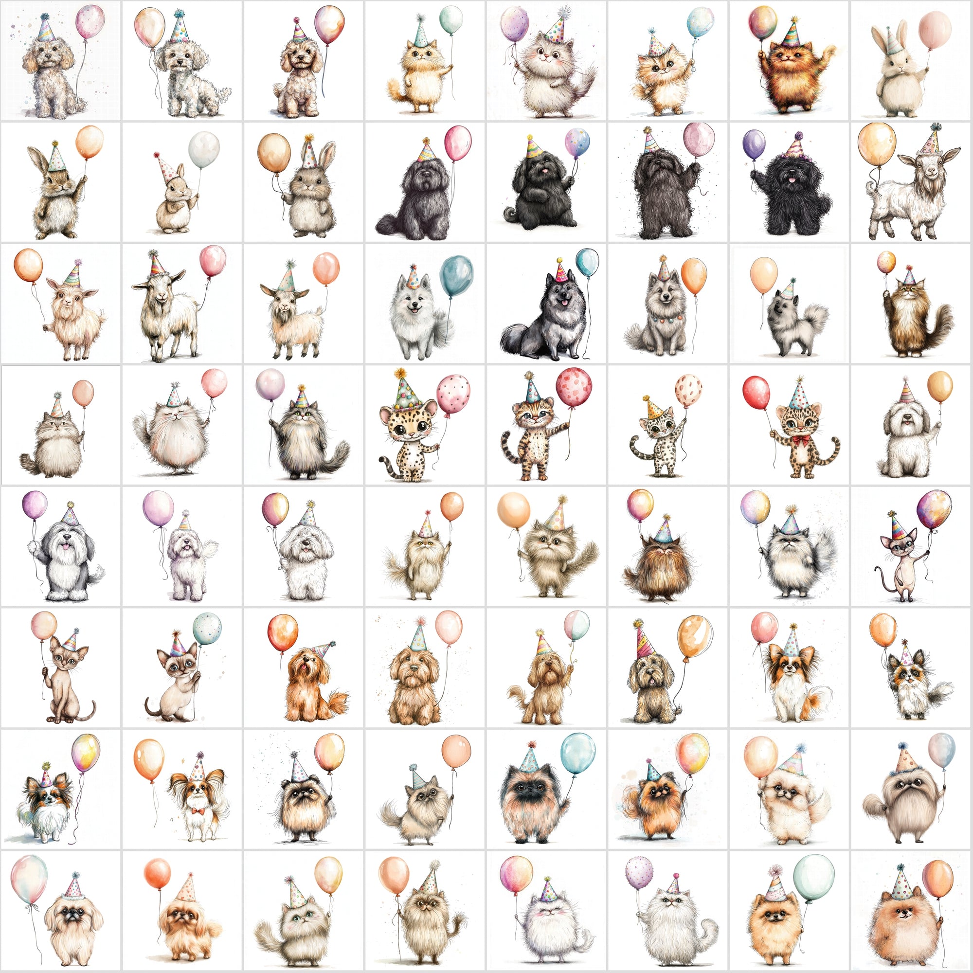 740 Animal Balloons Clipart - Commercial Use