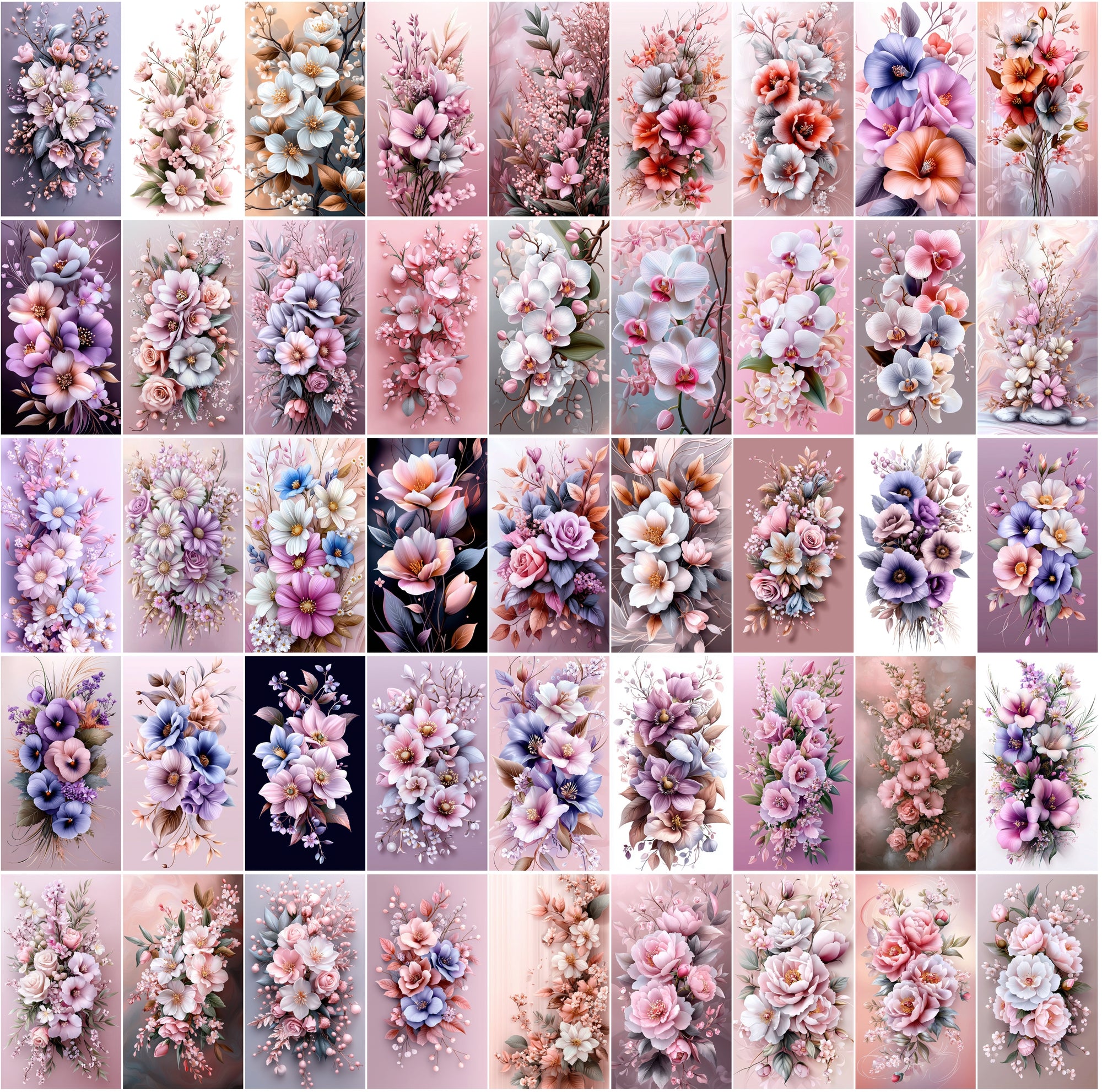 570 Delicate Pastel Flowers