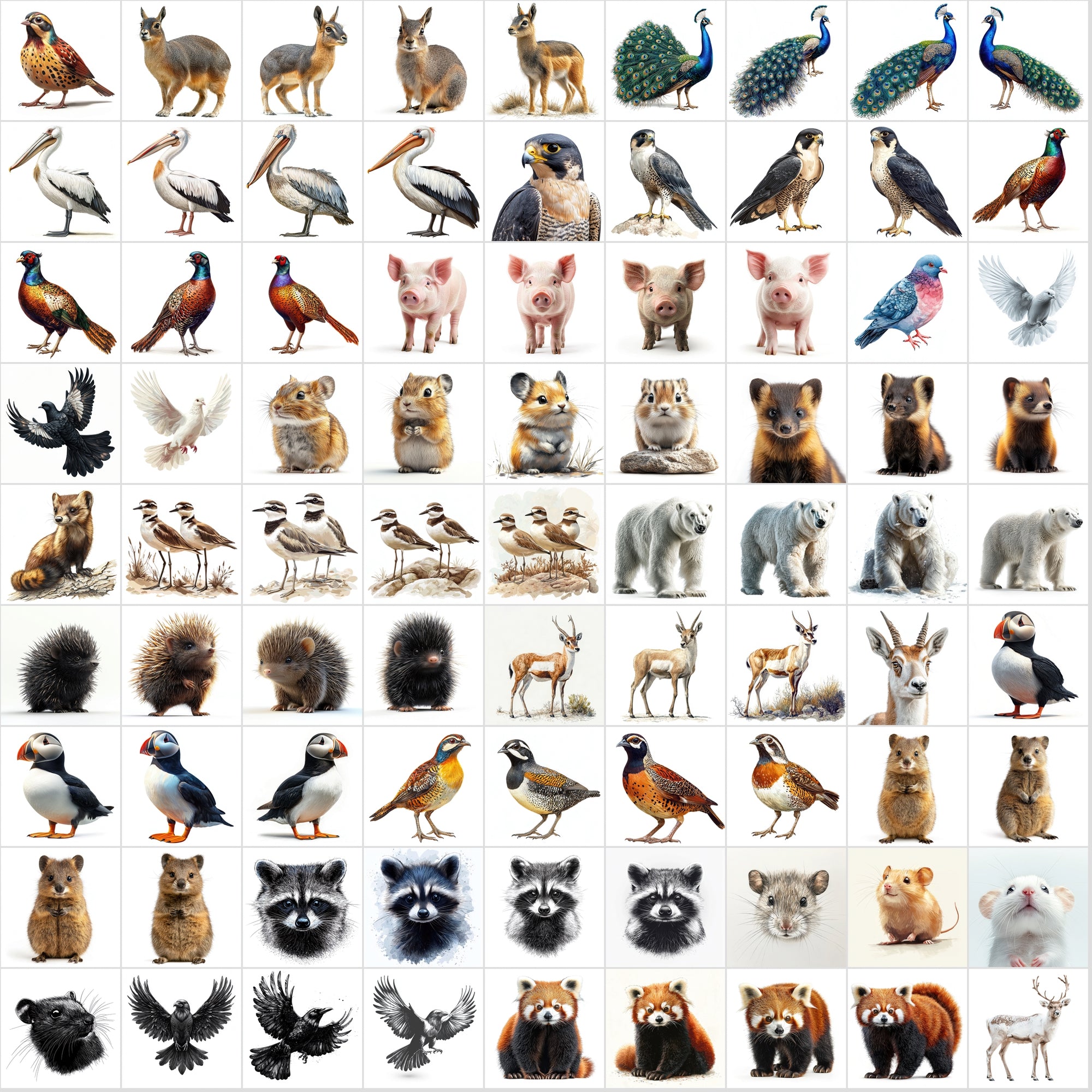 850 Animal Images – High-Resolution JPGs | Isolated on White