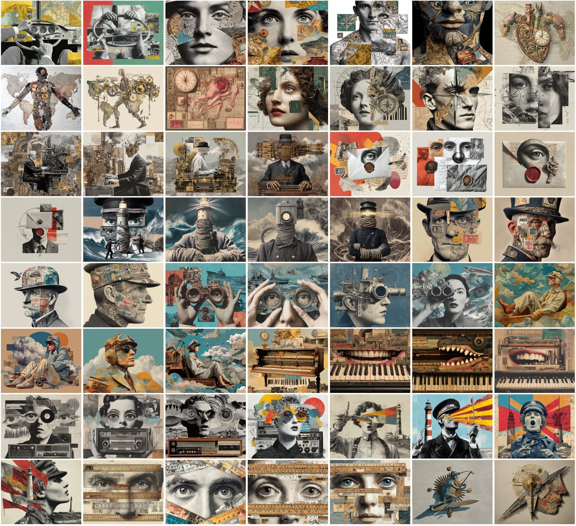 600 Surreal Collage Backgrounds JPG | Vintage Psychedelic Art with Commercial License