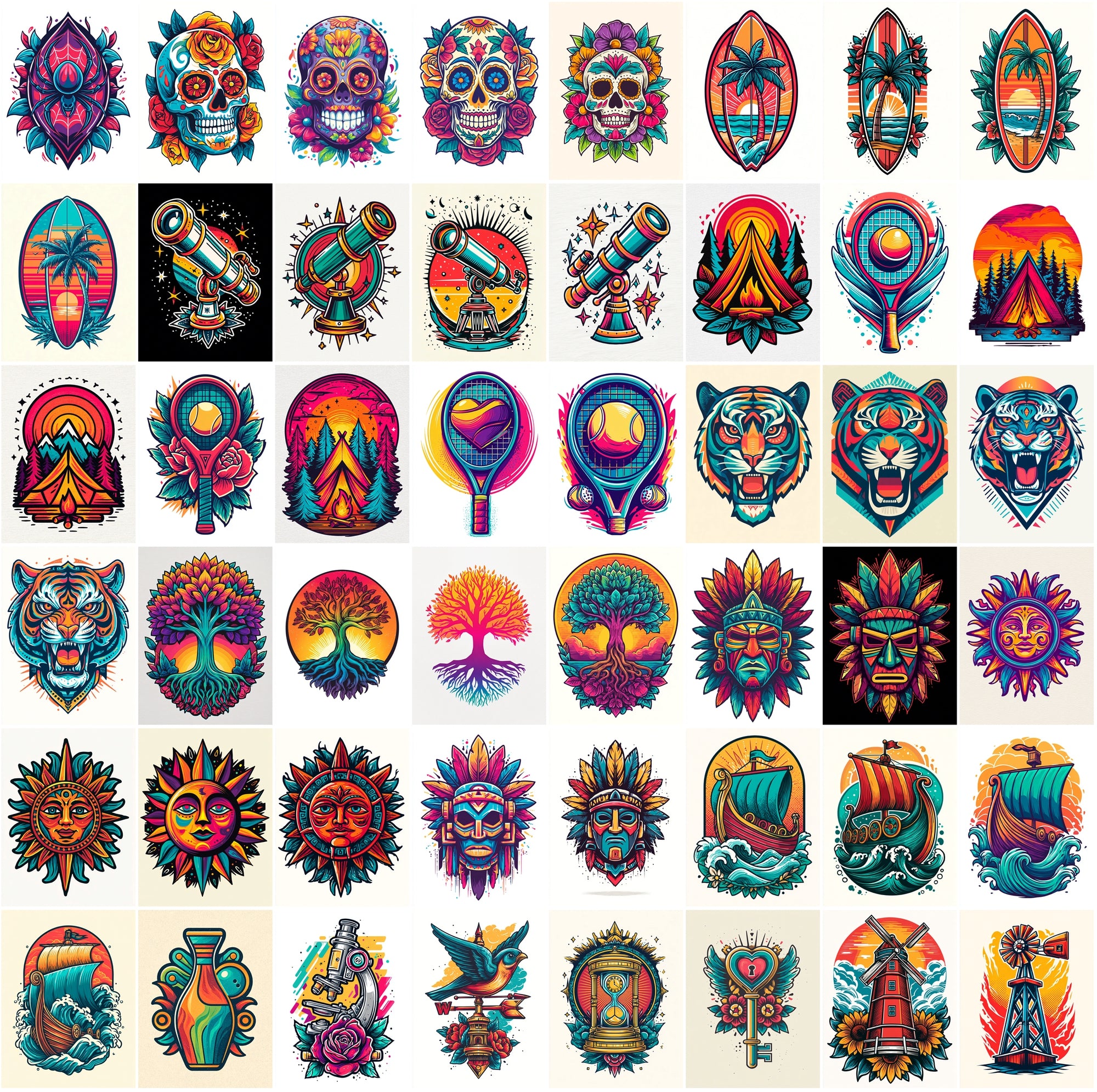 540 Bold Tattoo-Style T-Shirt Illustrations