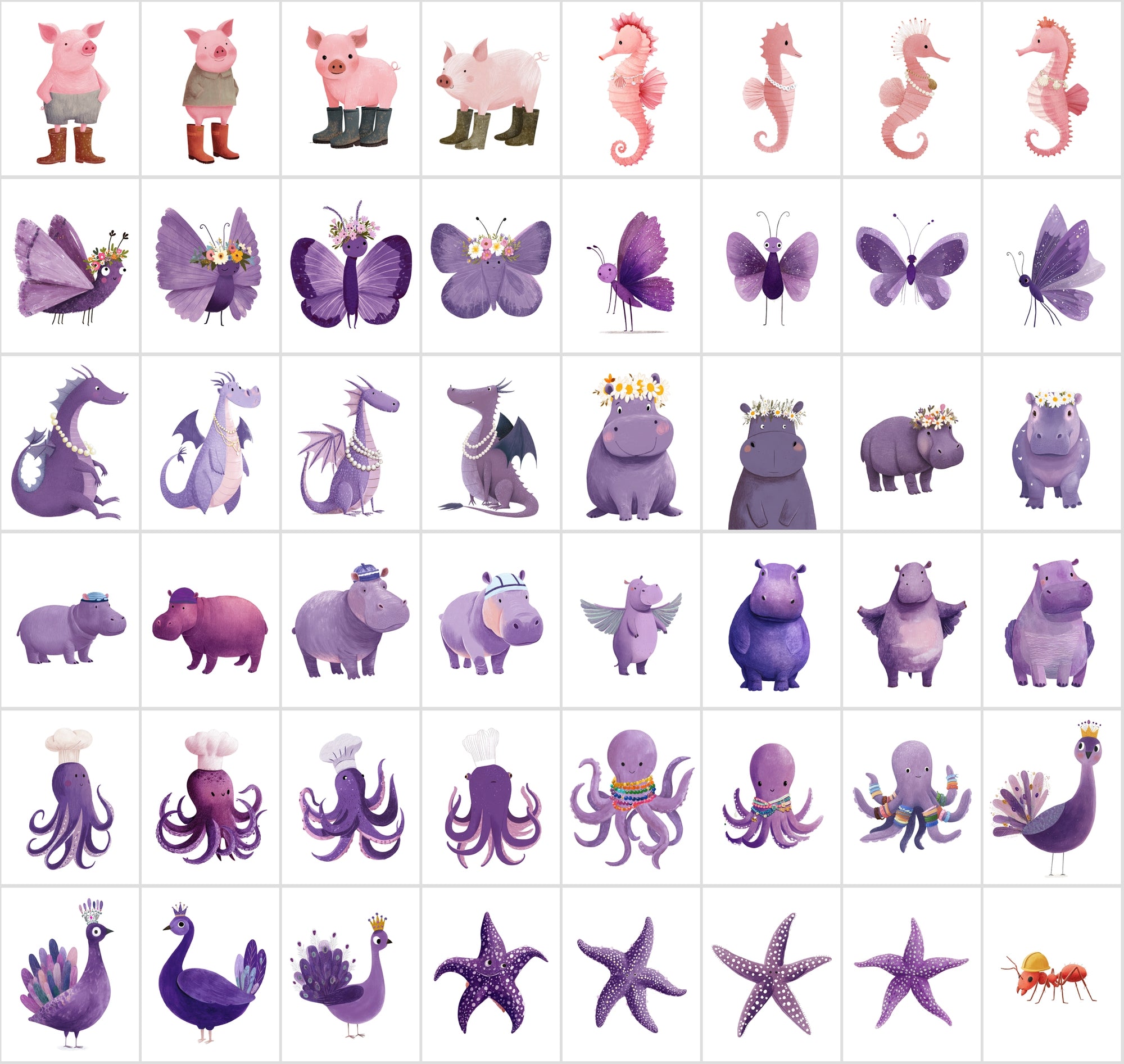 560 Transparent Animal PNGs • Kids-Book Style Clipart