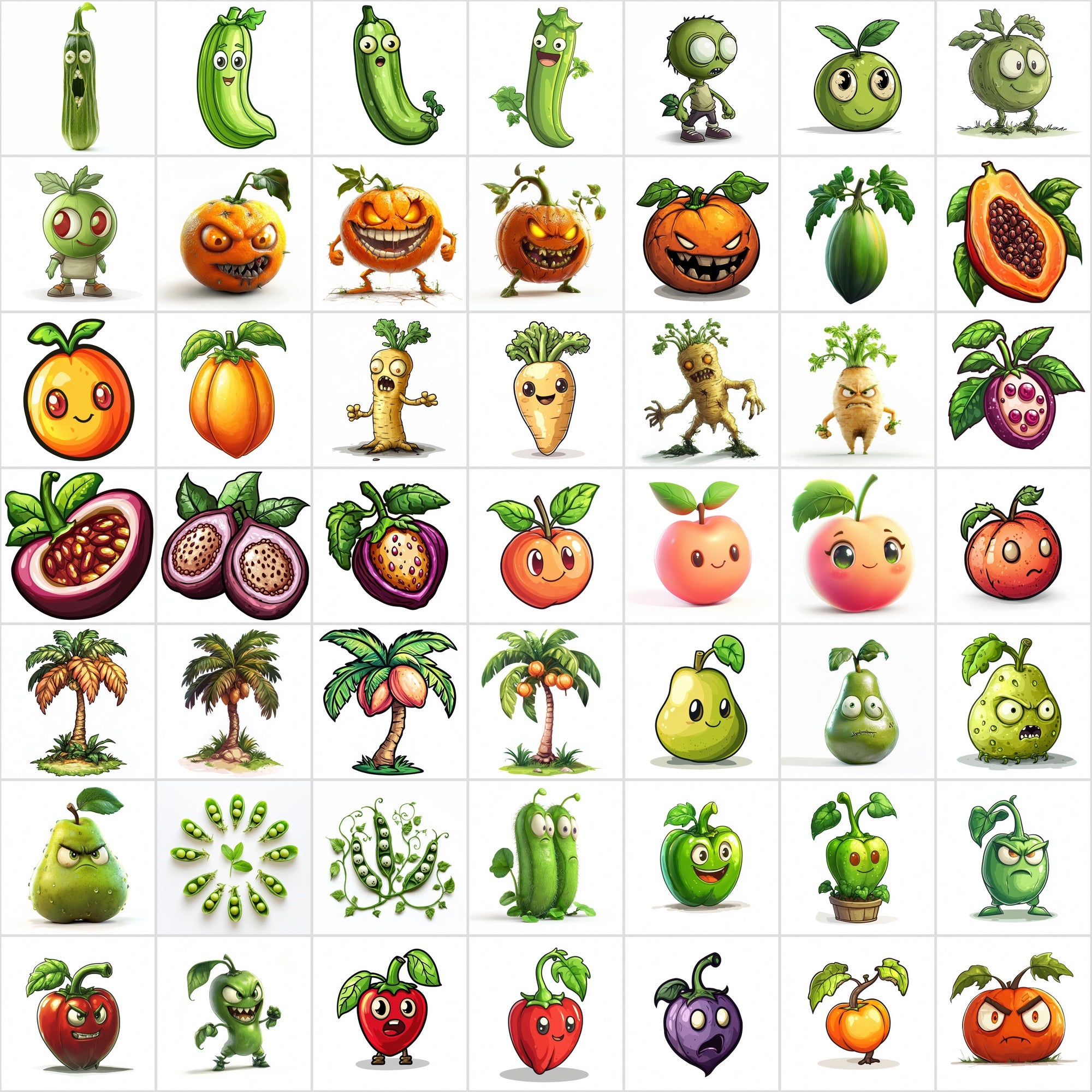 550 High-Resolution Fruits & Veggies Zombies-Themed Images