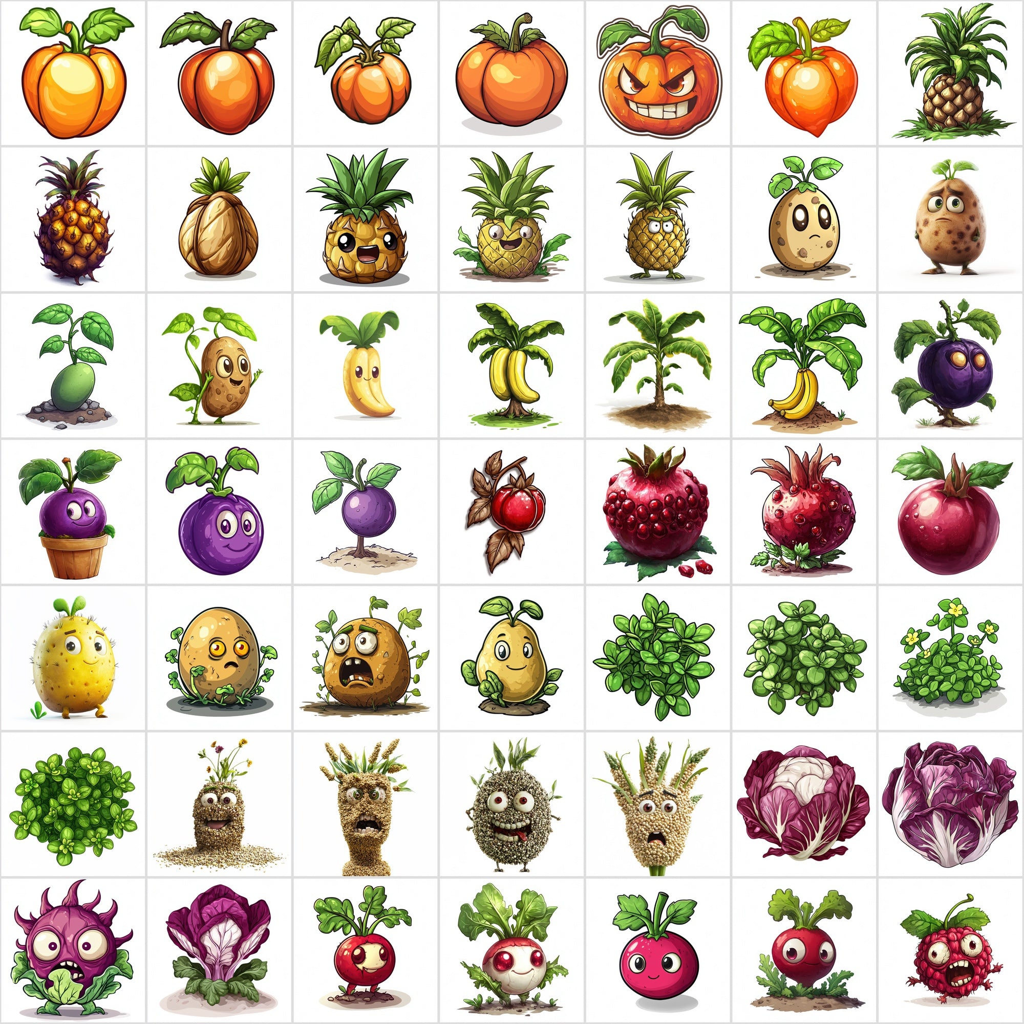 550 High-Resolution Fruits & Veggies Zombies-Themed Images