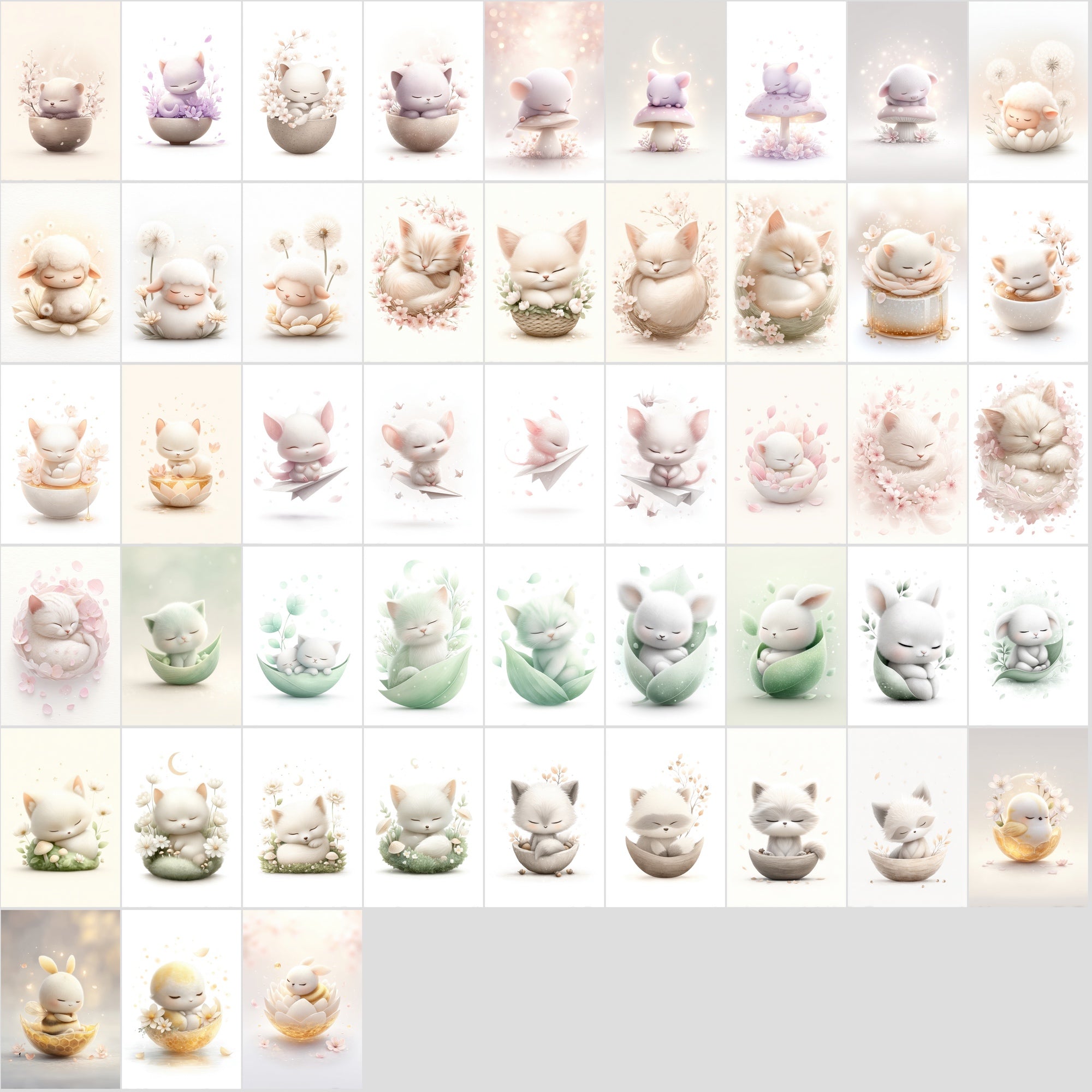480 Watercolor Baby Animal Clipart, Dreamy Nursery Art Bundle, Pastel Illustrations, Commercial Use JPG