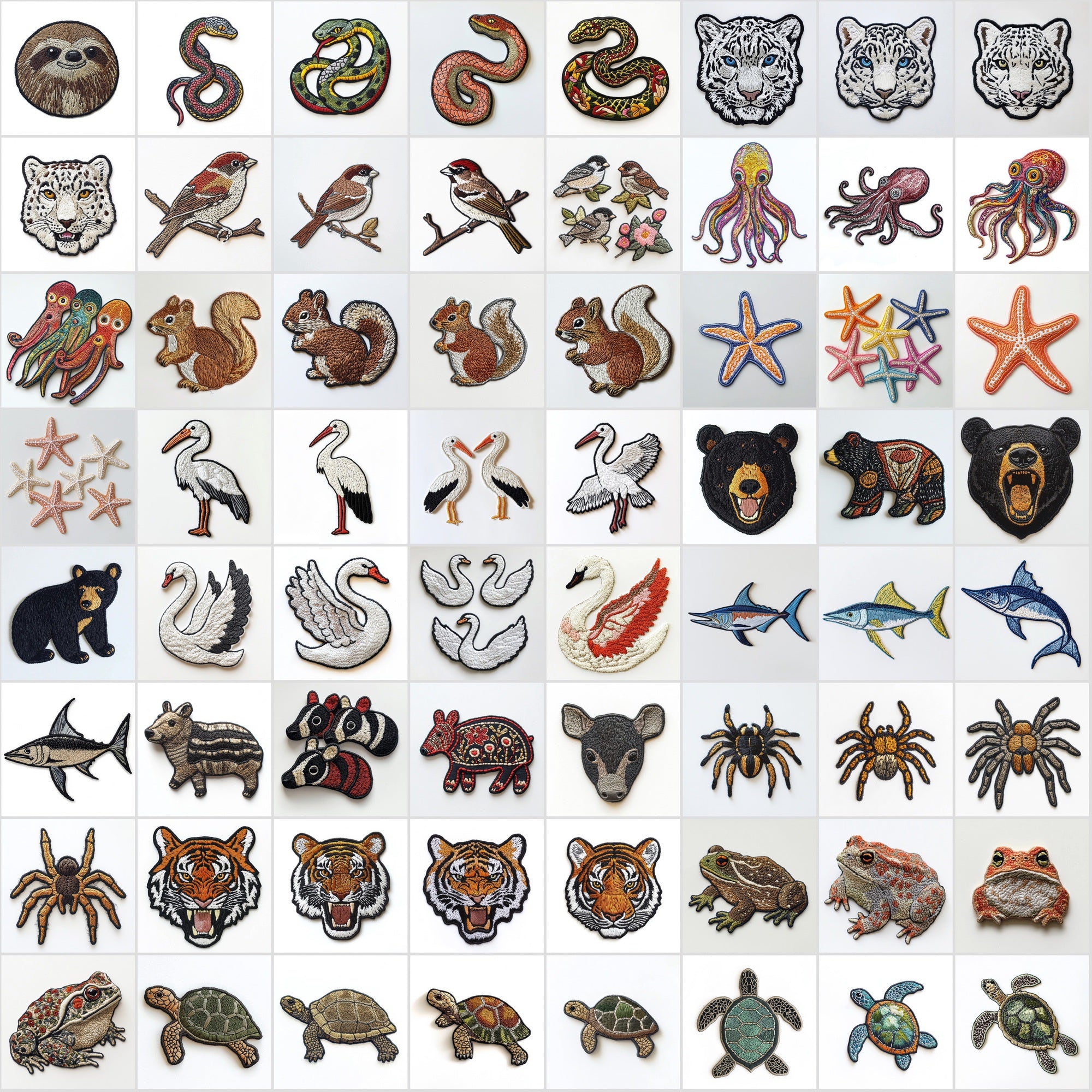 600 Transparent Animal Embroidery PNGs | Digital Appliqué Patch Cliparts