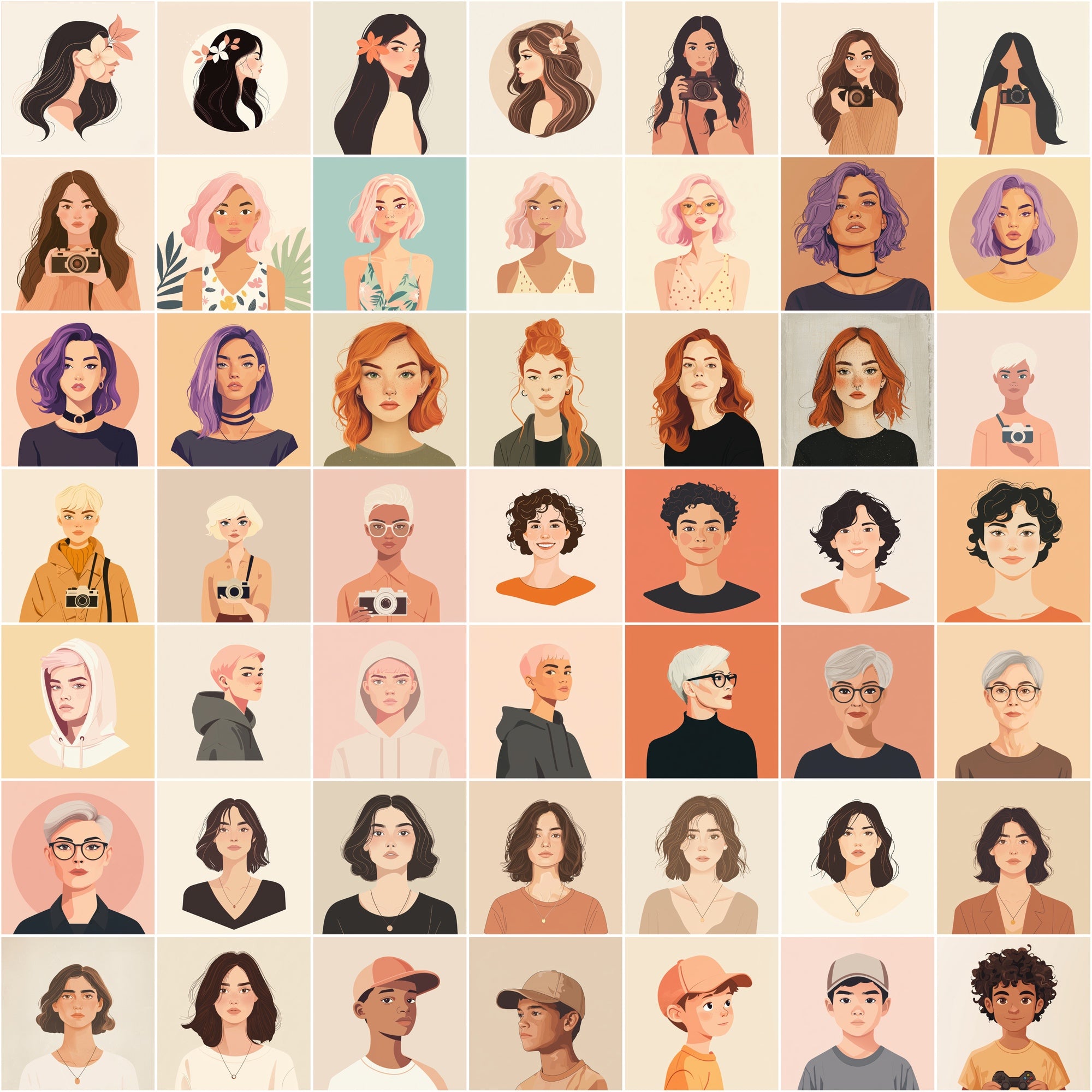 550 Flat Avatars | Diverse People Illustrations