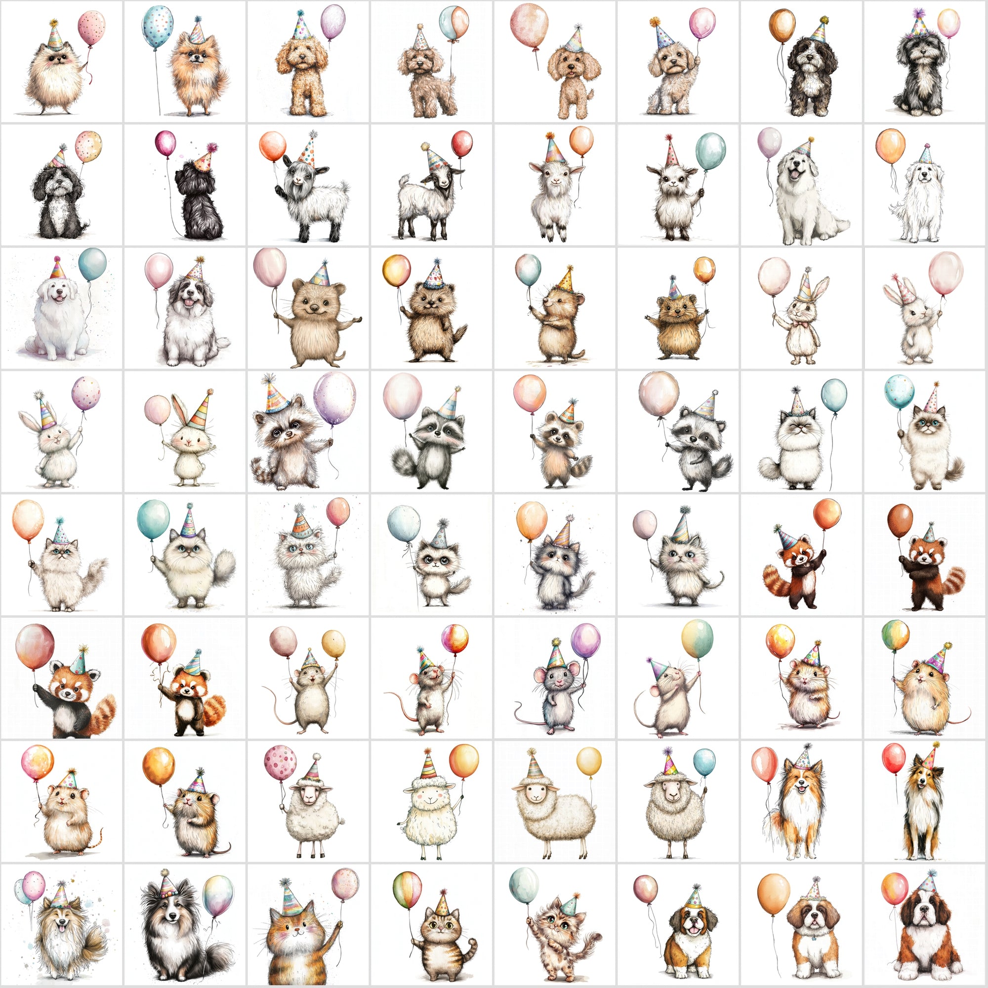 740 Animal Balloons Clipart - Commercial Use