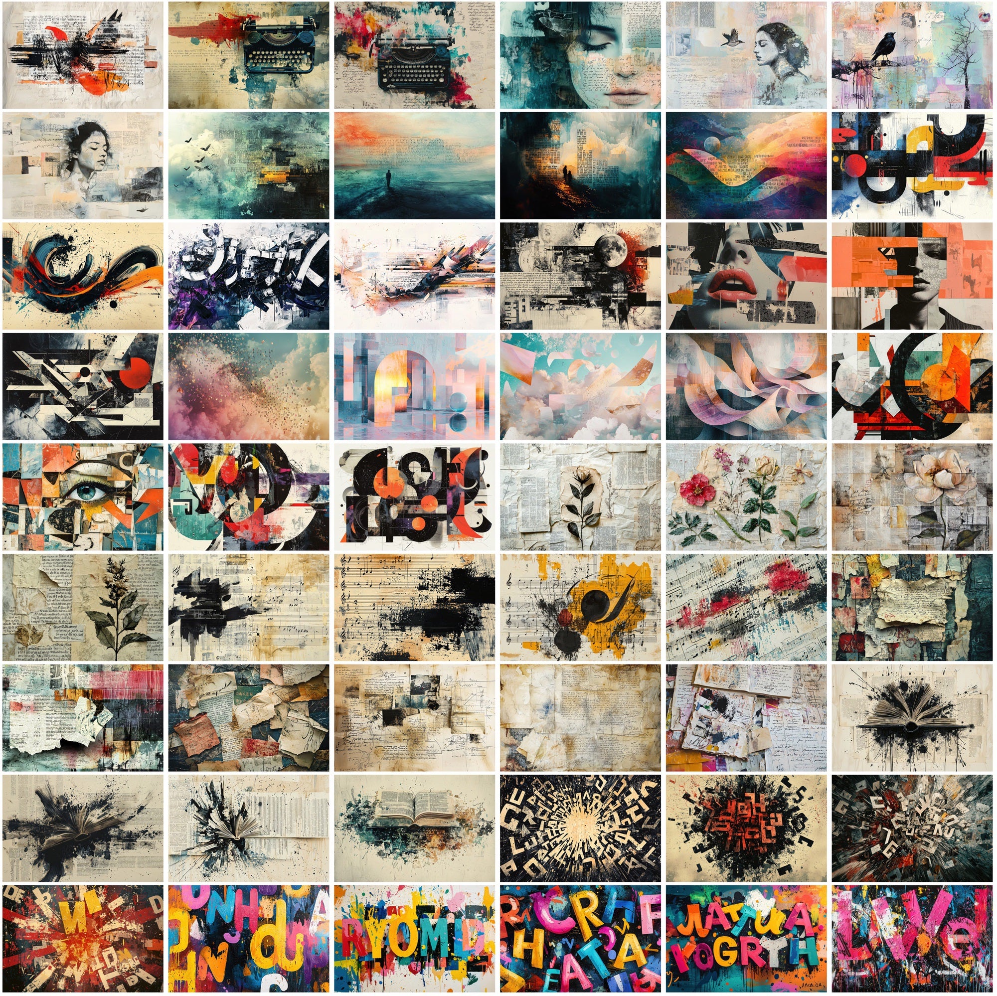 520 Mixed-Media Collage Backgrounds