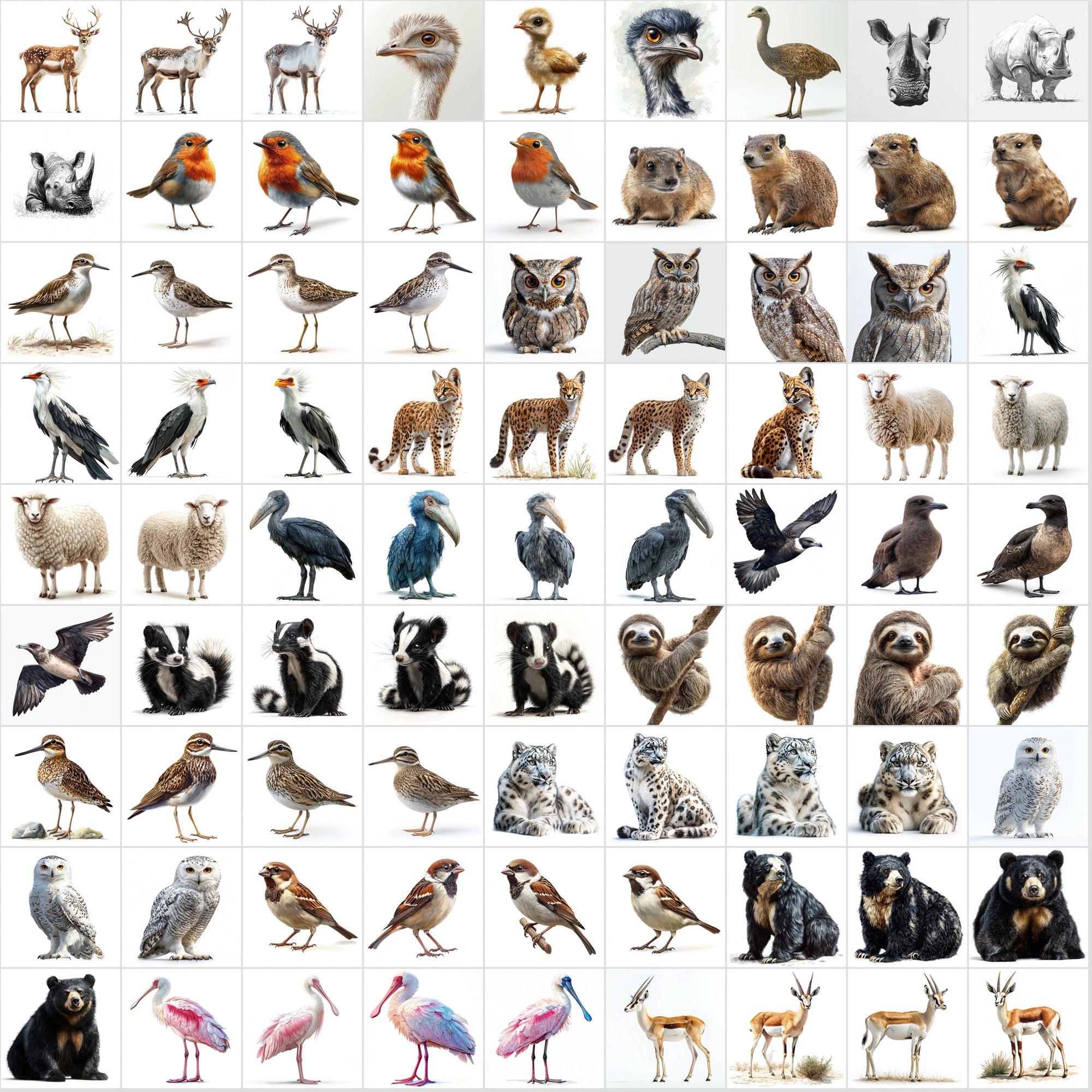 850 Animal Images – High-Resolution JPGs | Isolated on White