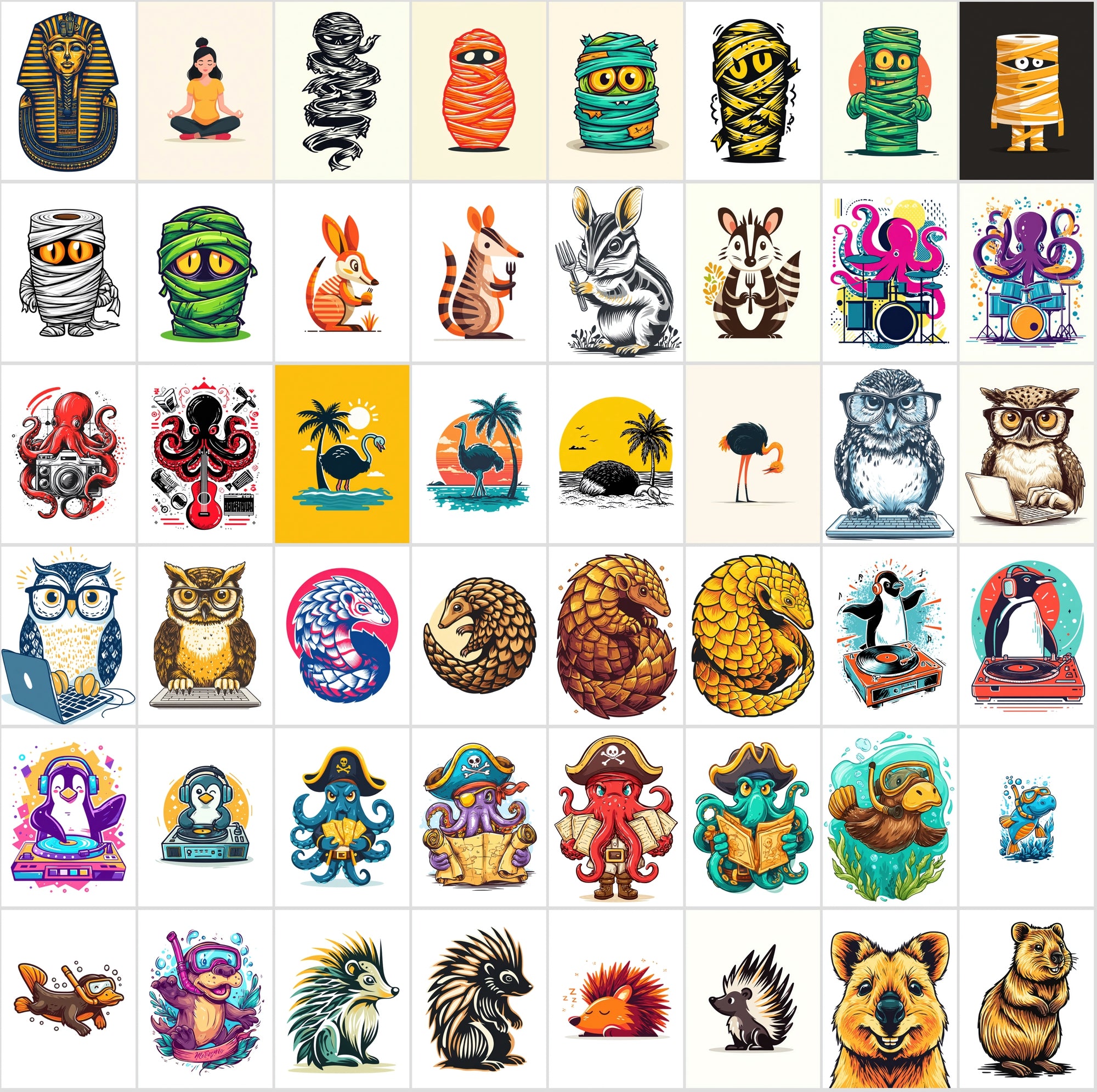 600 Whimsical Illustrations for T-Shirts, Prints & More