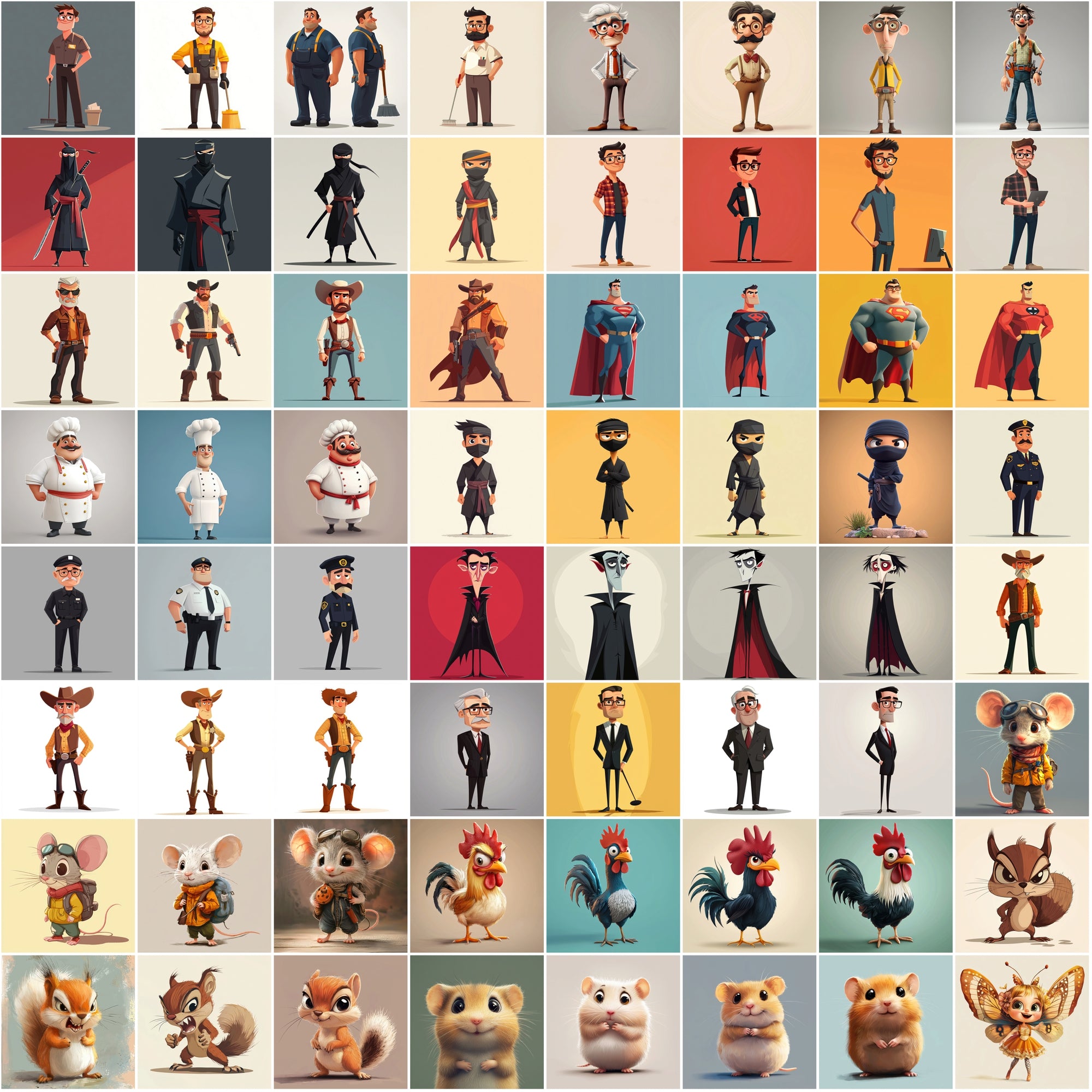 620 Unique Cartoon Character Illustrations