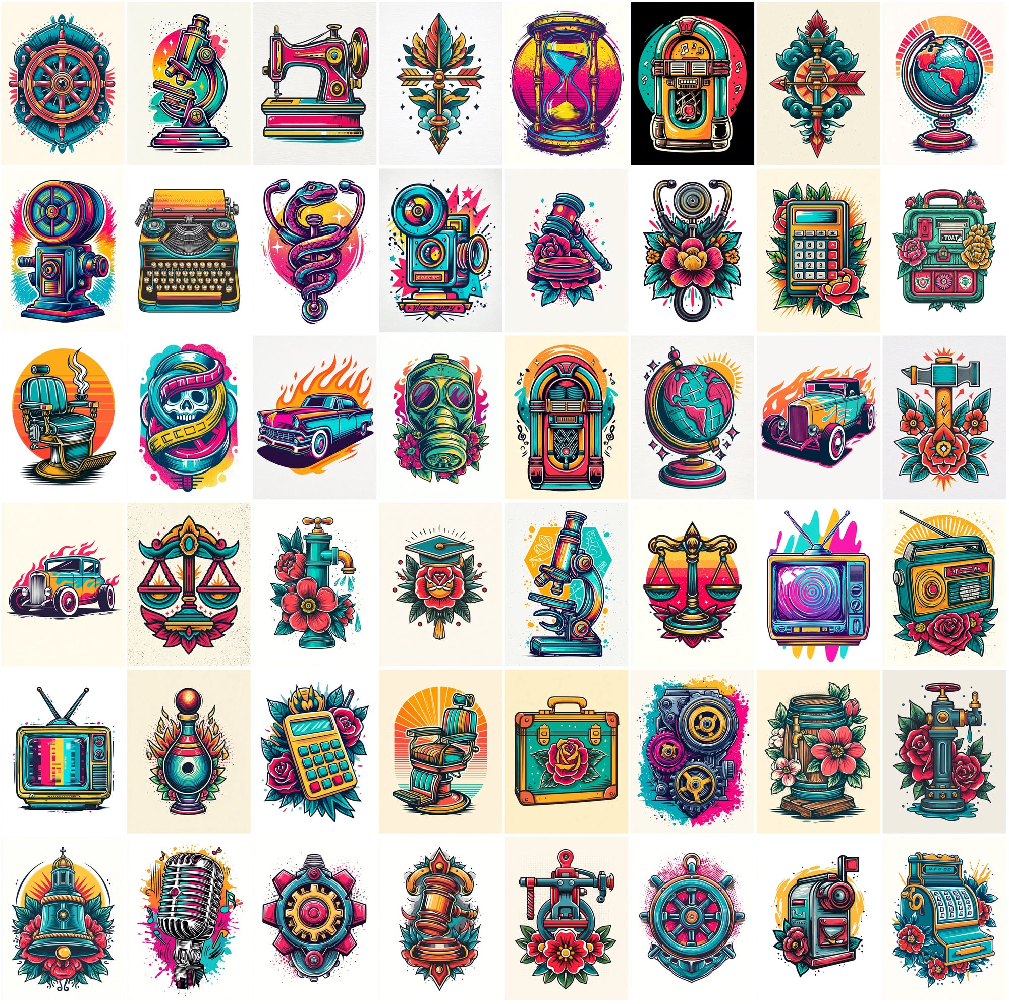 540 Bold Tattoo-Style T-Shirt Illustrations
