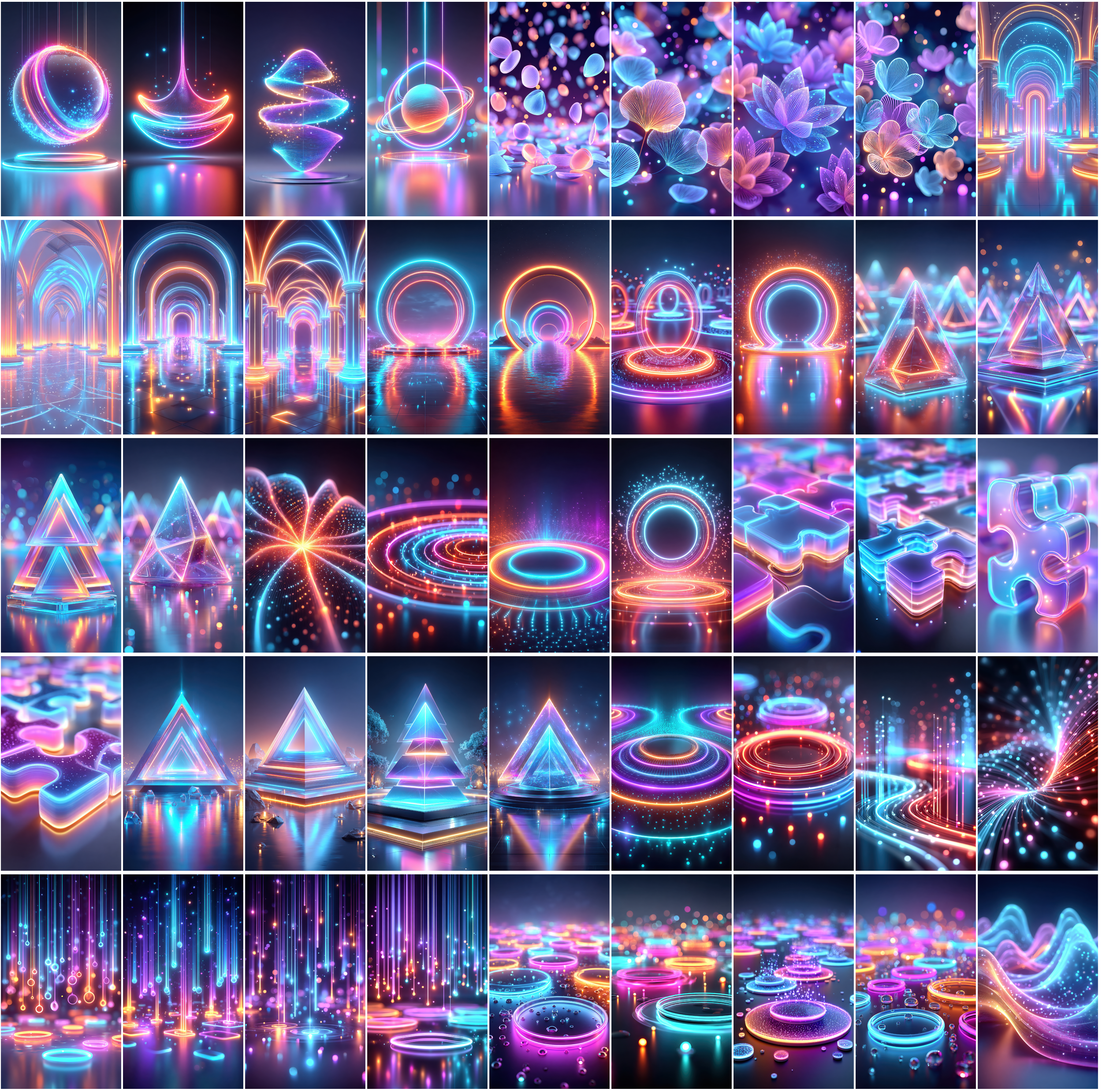1140 Neon Abstract Backgrounds – 3D Futuristic Blue & Pink Light Renders | Vertical & Horizontal JPGs