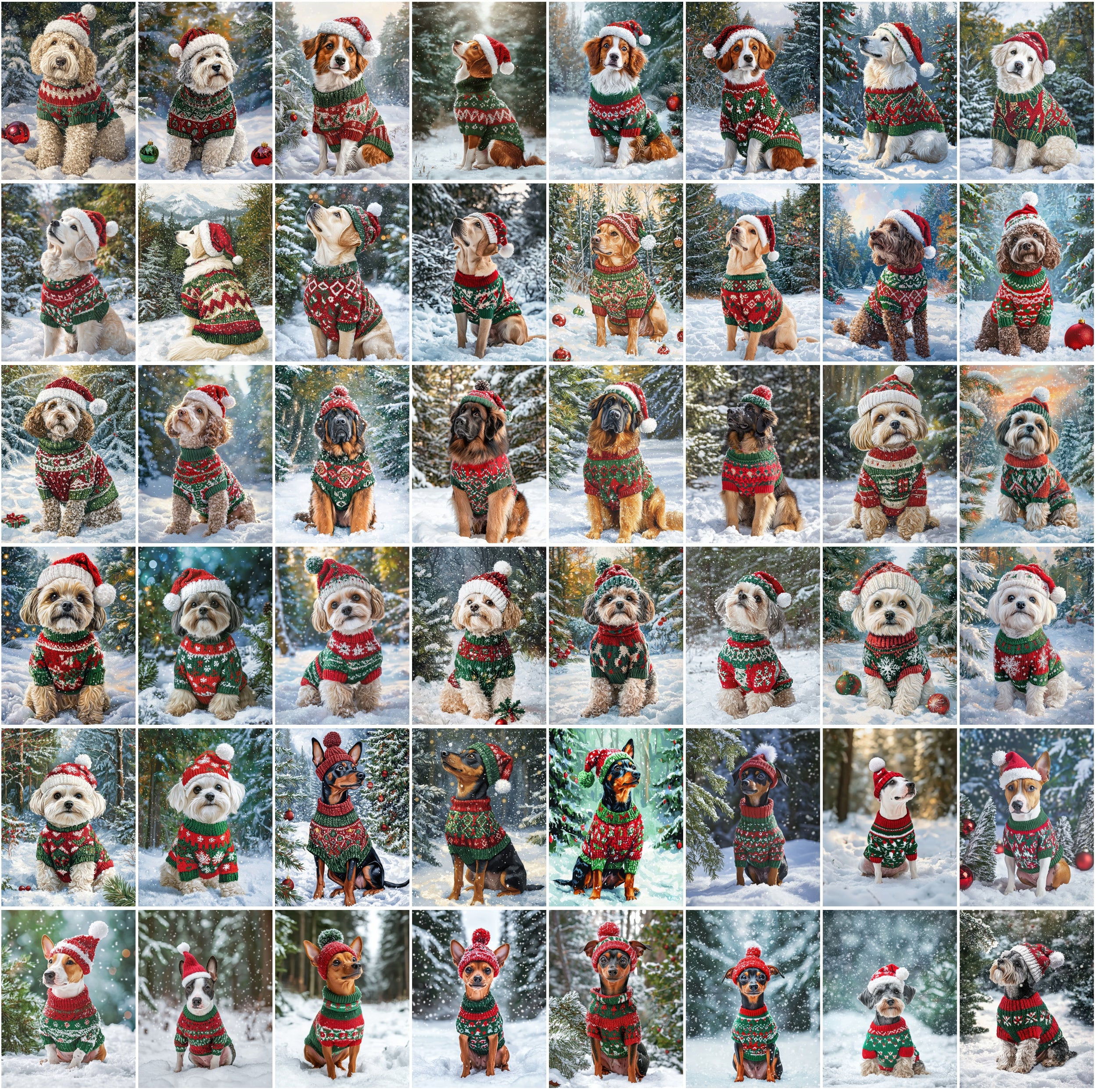 770 Adorable Dog Images on Snow with Holiday Sweaters