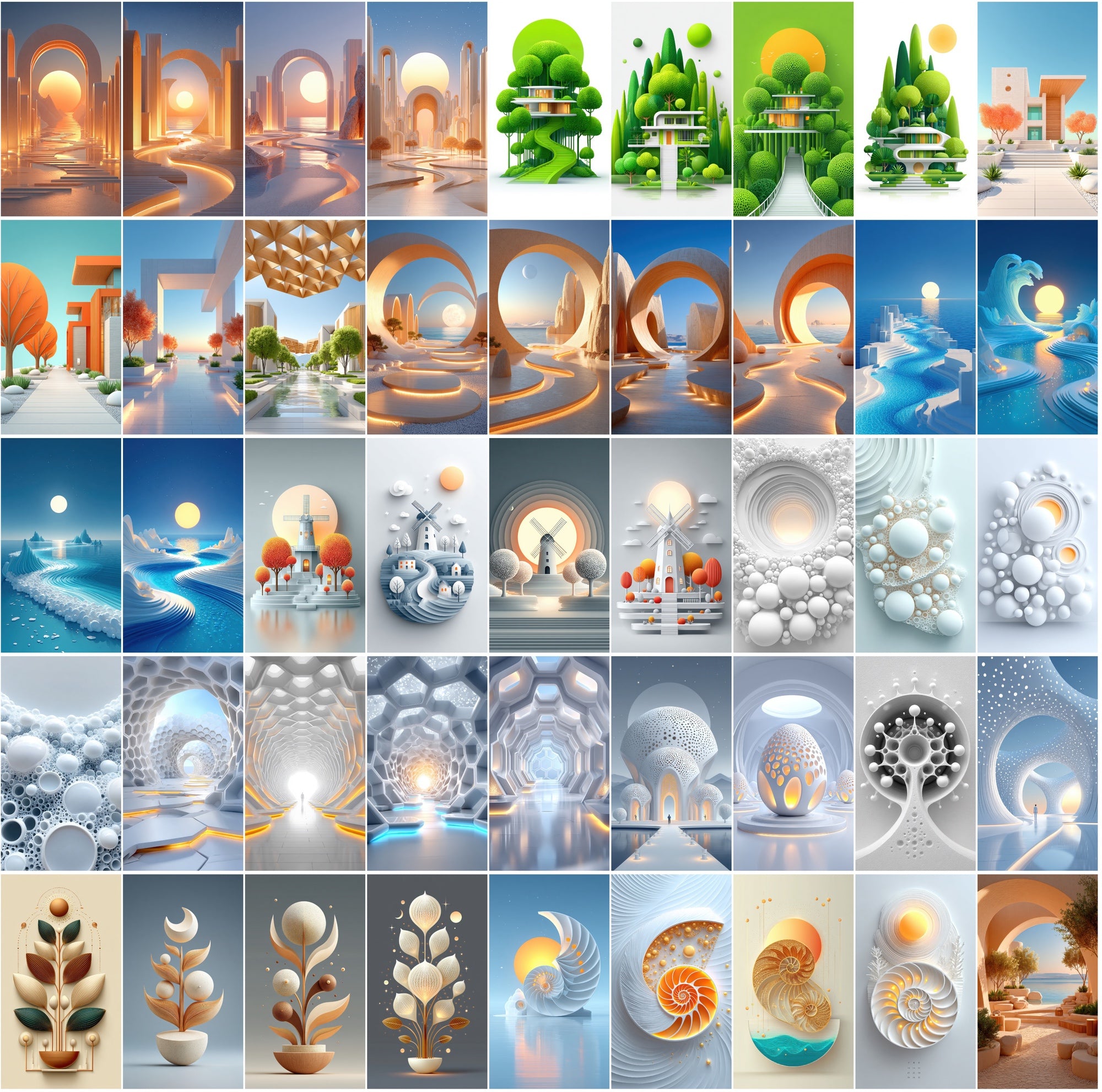 623 Minimalist Architecture & Zen Landscapes – High-Res JPG Art Collection