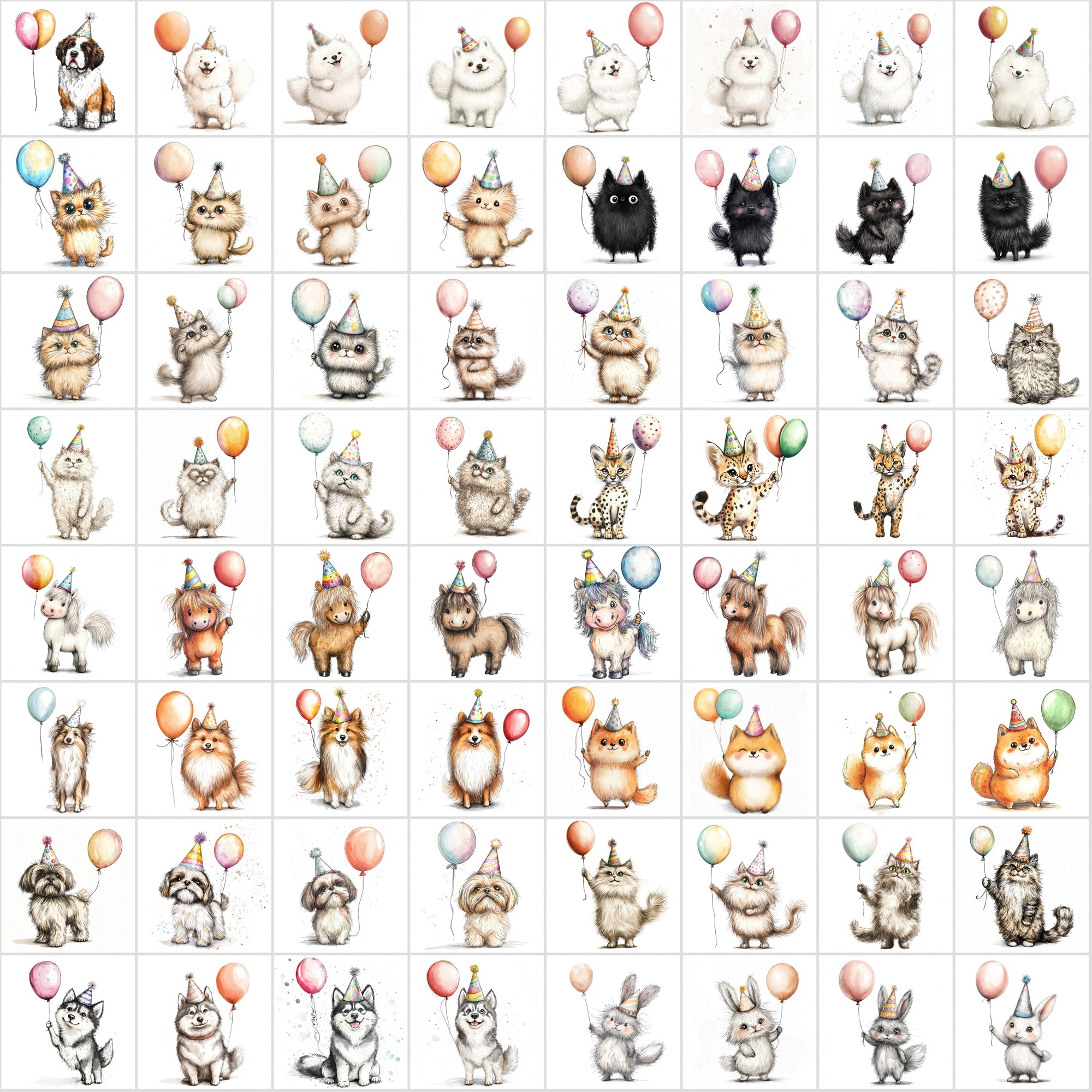 740 Animal Balloons Clipart - Commercial Use