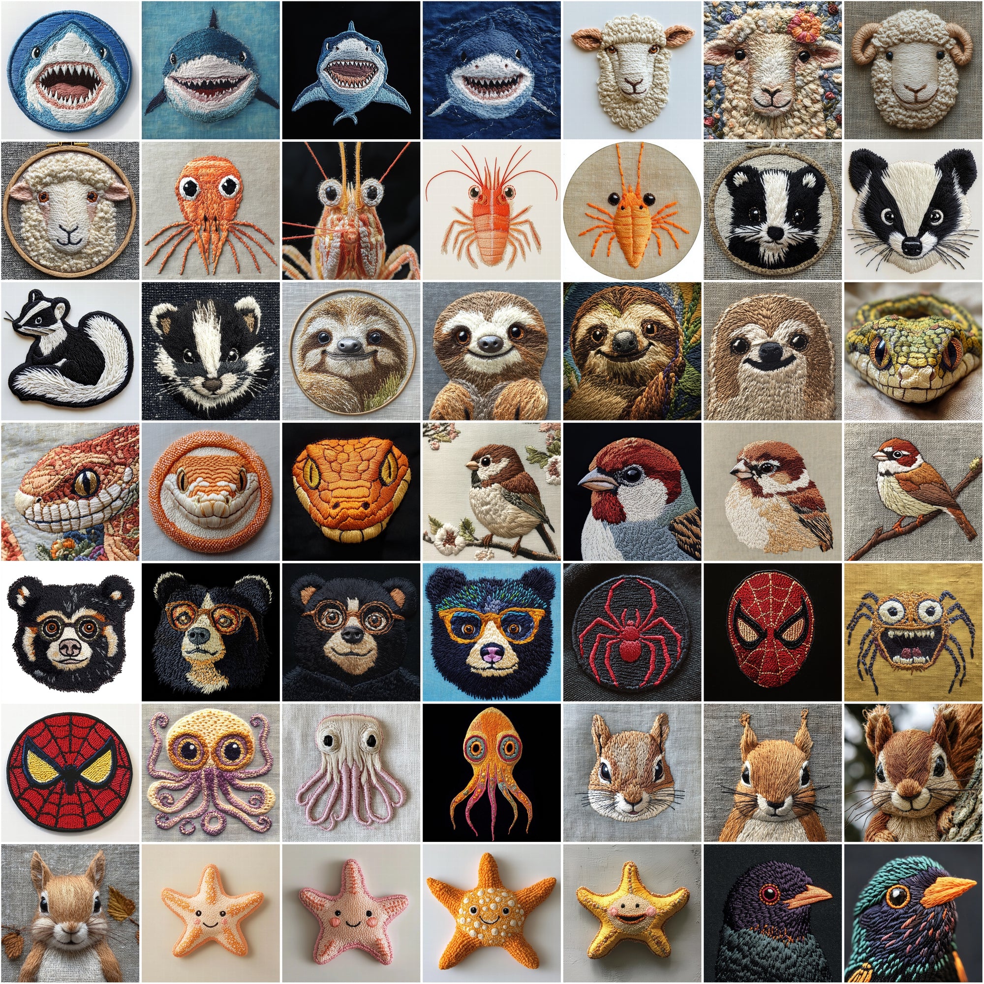 545 Embroidery Animal Facemoji Images