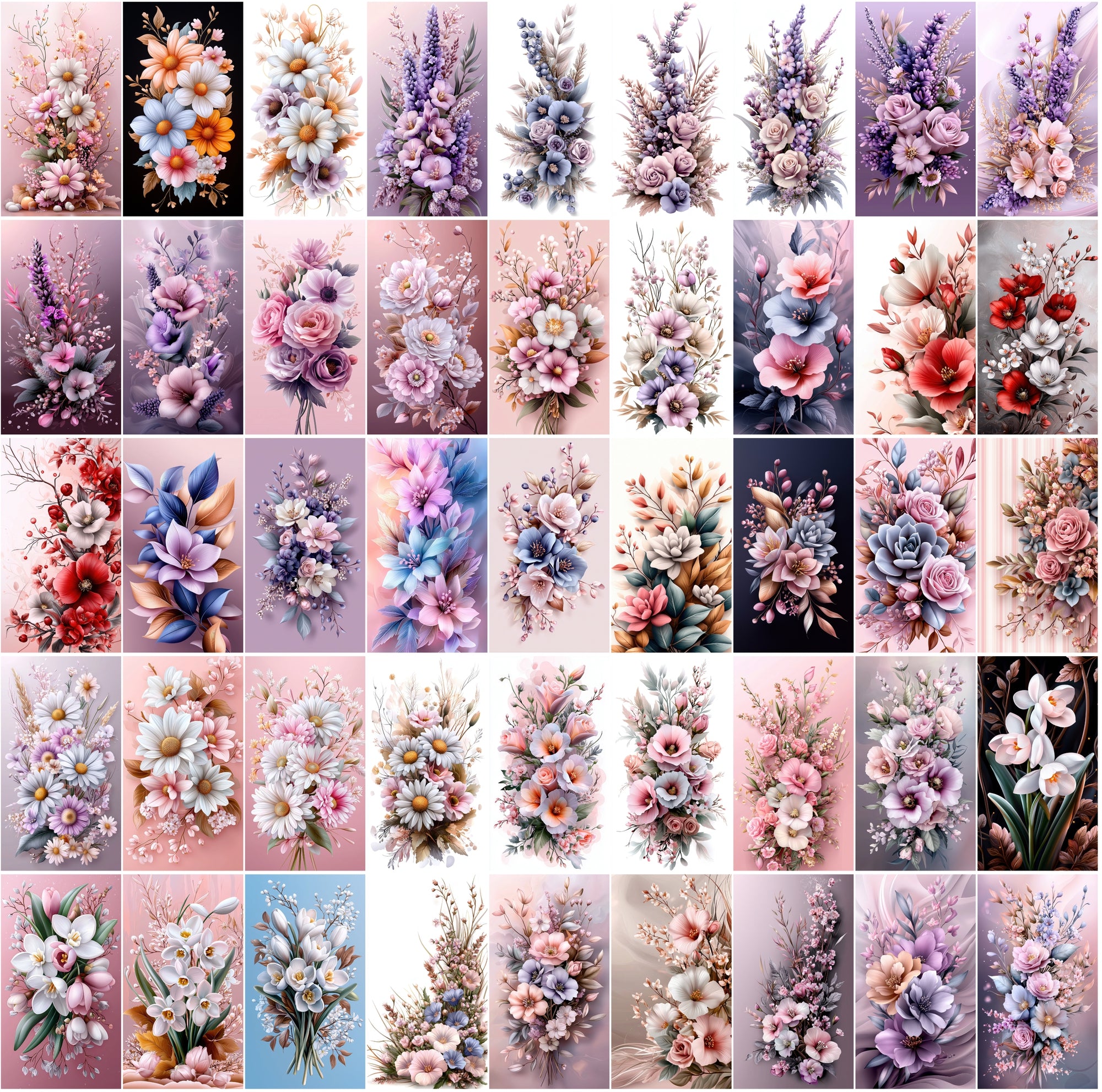 570 Delicate Pastel Flowers