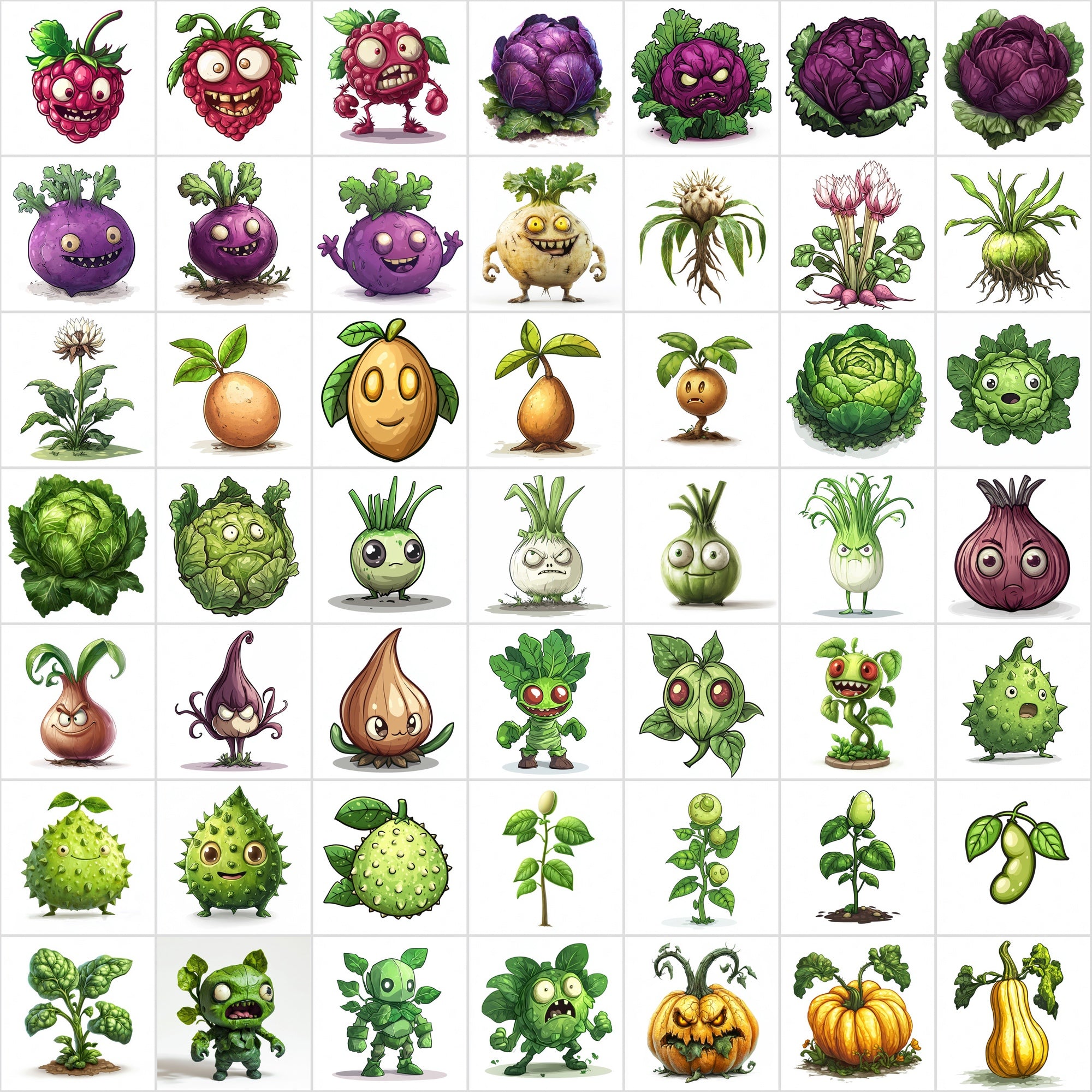 550 High-Resolution Fruits & Veggies Zombies-Themed Images