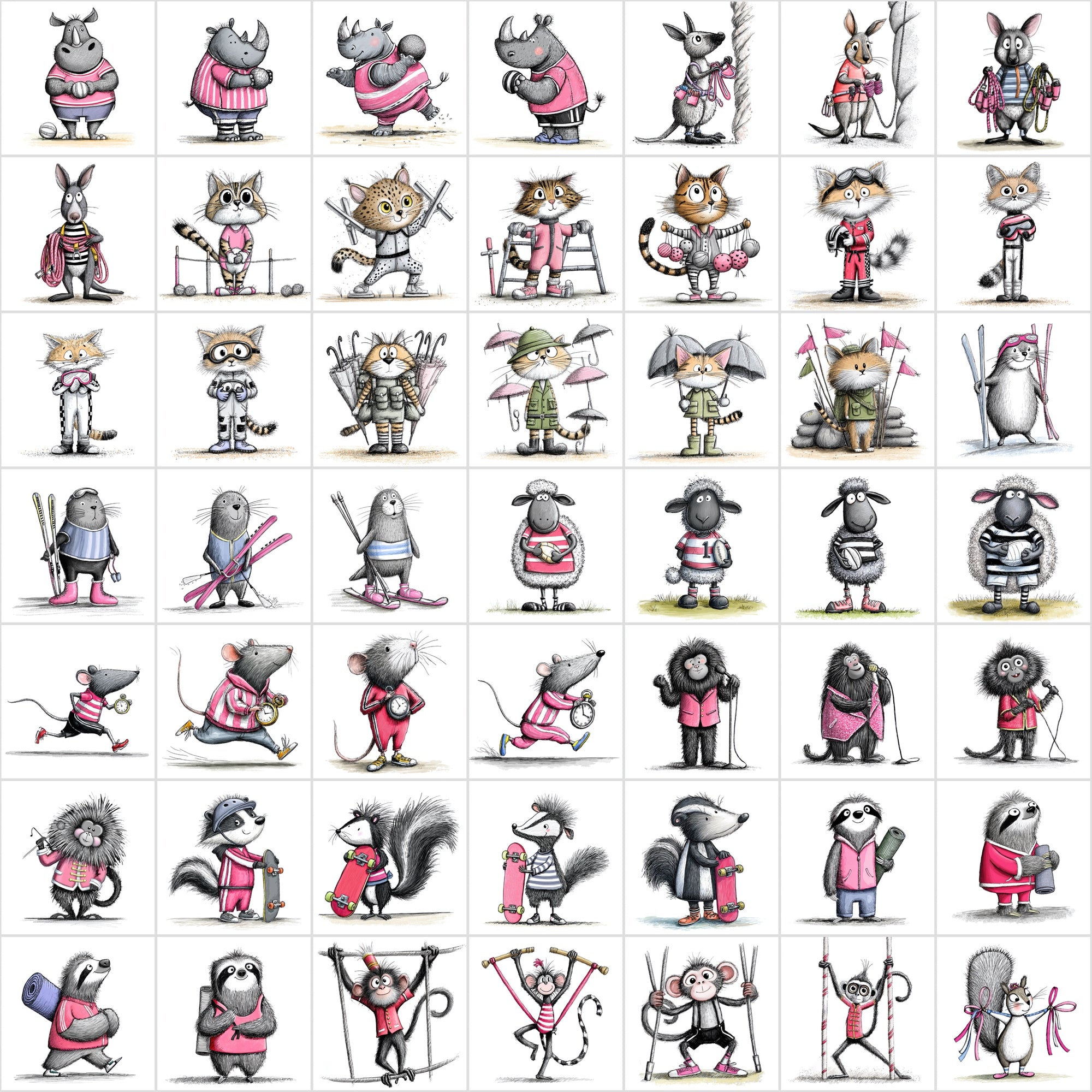 Cute Sports Animals Clipart Mega Bundle | 584 Animal Athlete Images