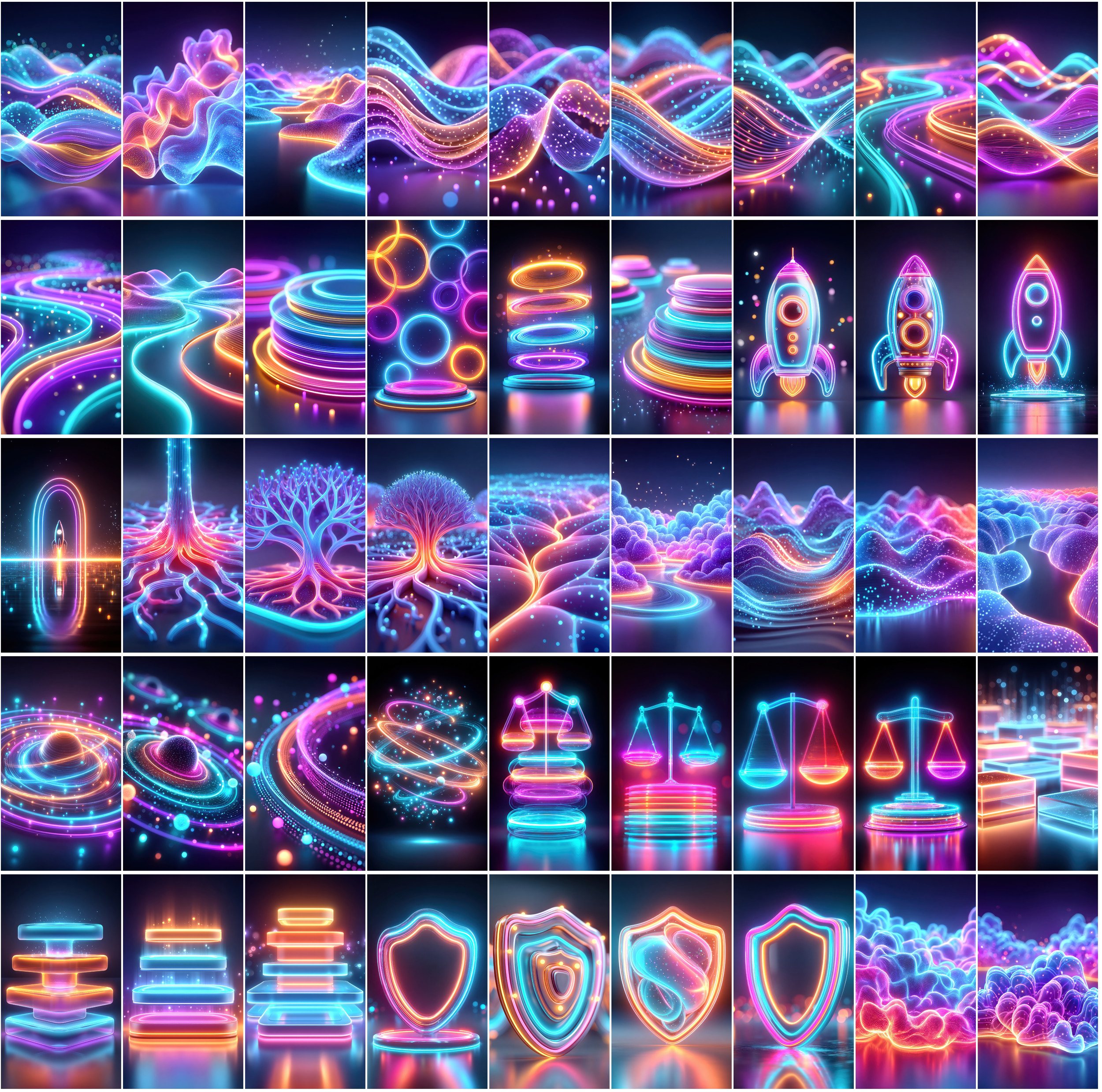 1140 Neon Abstract Backgrounds – 3D Futuristic Blue & Pink Light Renders | Vertical & Horizontal JPGs