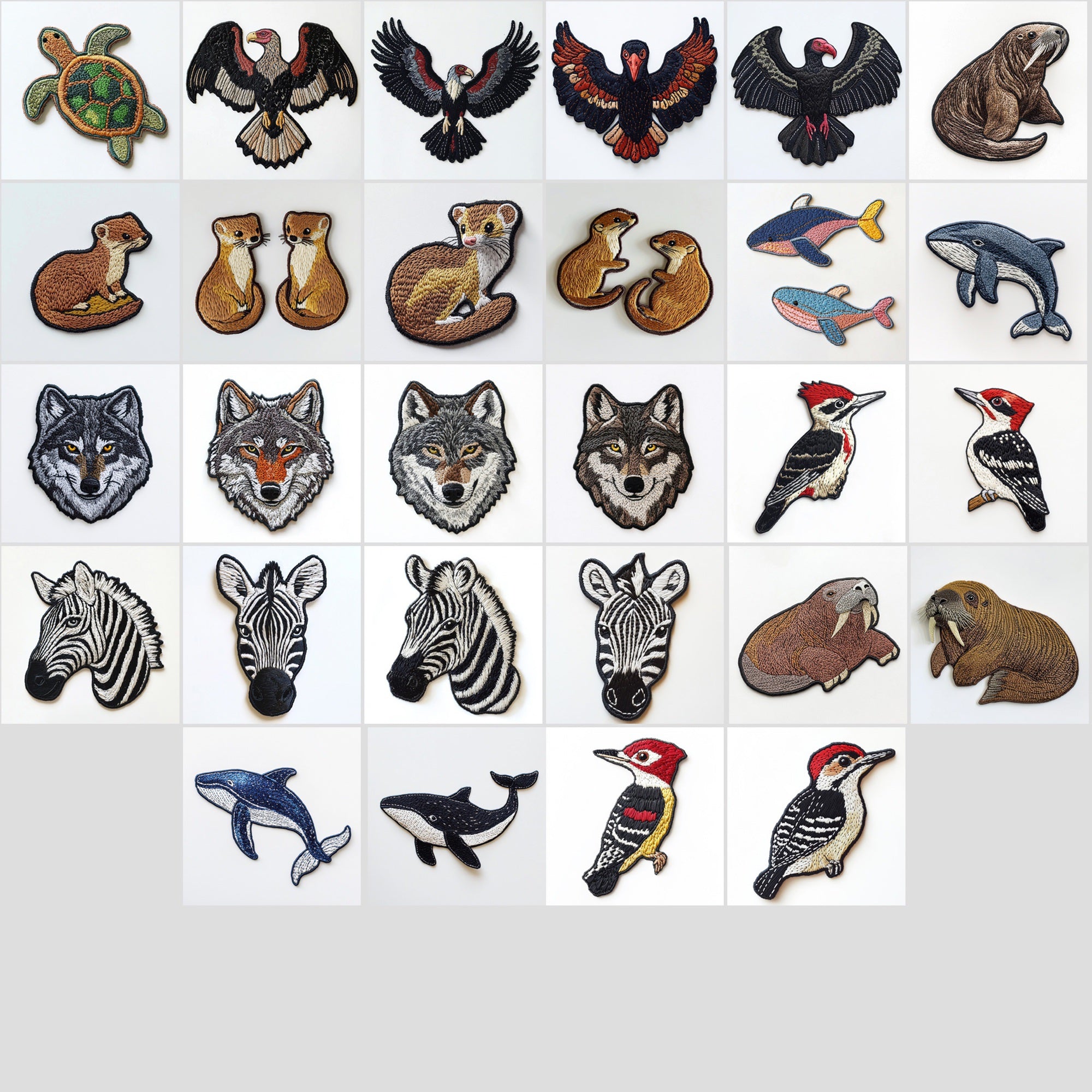 600 Transparent Animal Embroidery PNGs | Digital Appliqué Patch Cliparts