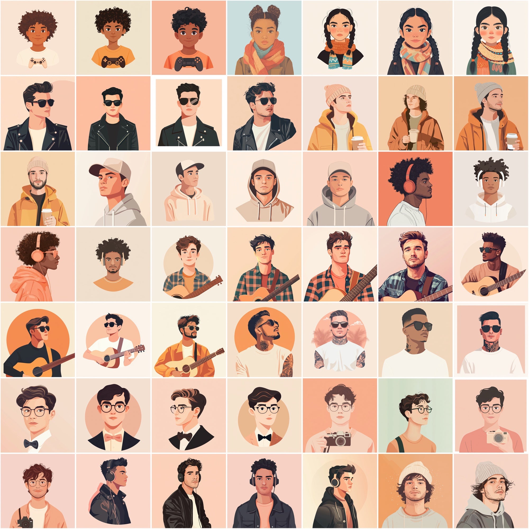 550 Flat Avatars | Diverse People Illustrations