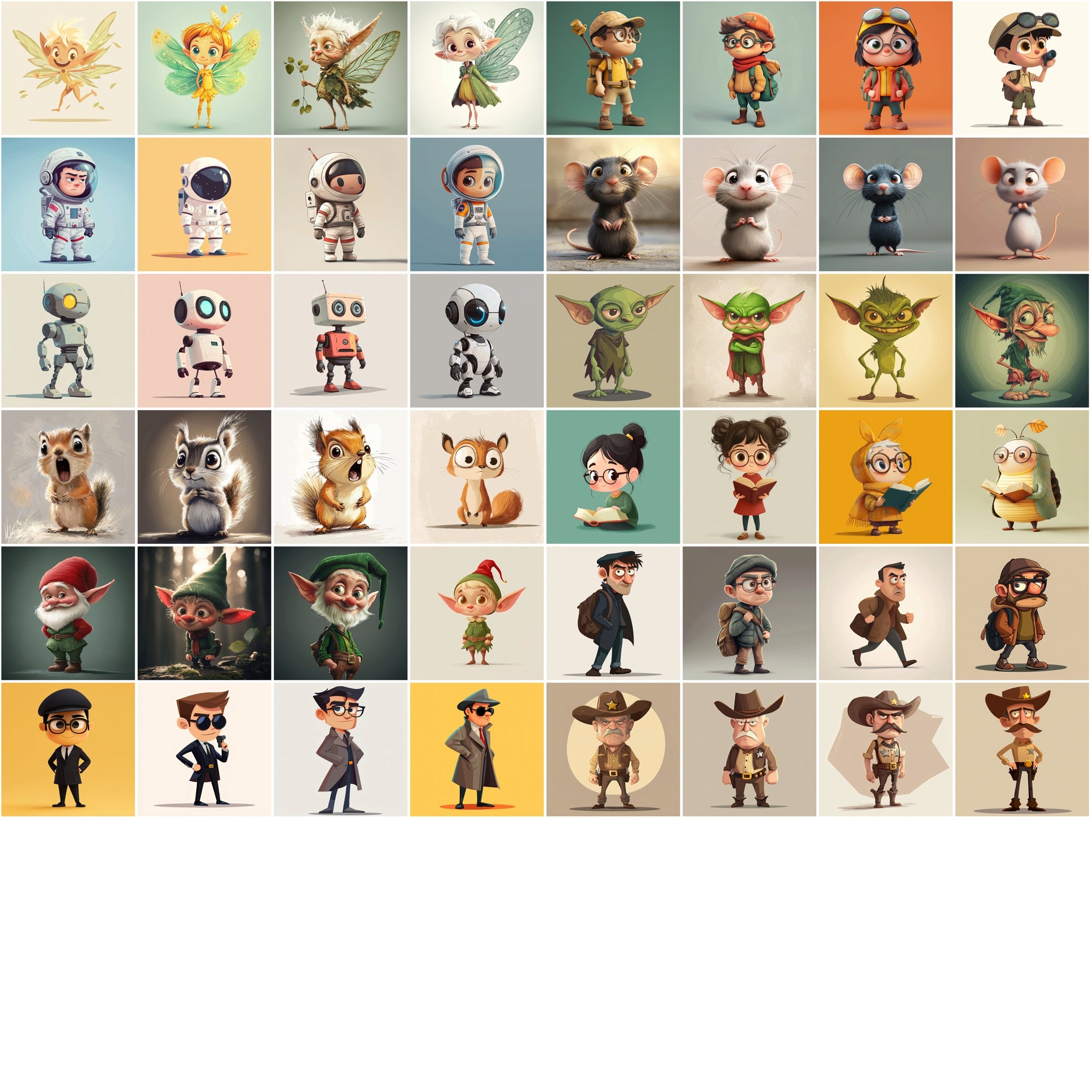 620 Unique Cartoon Character Illustrations