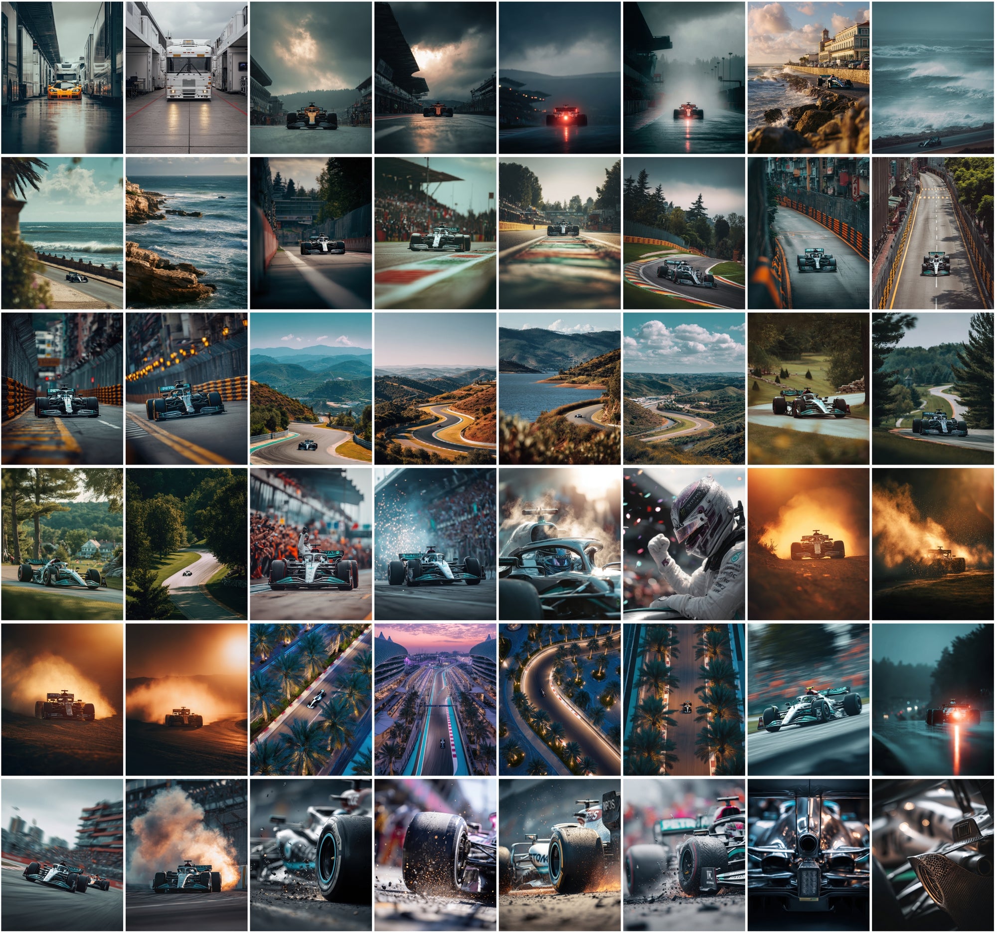 660 Formula 1 Cars Photo Pack – Hyper-Realistic Racing Photography Bundle
