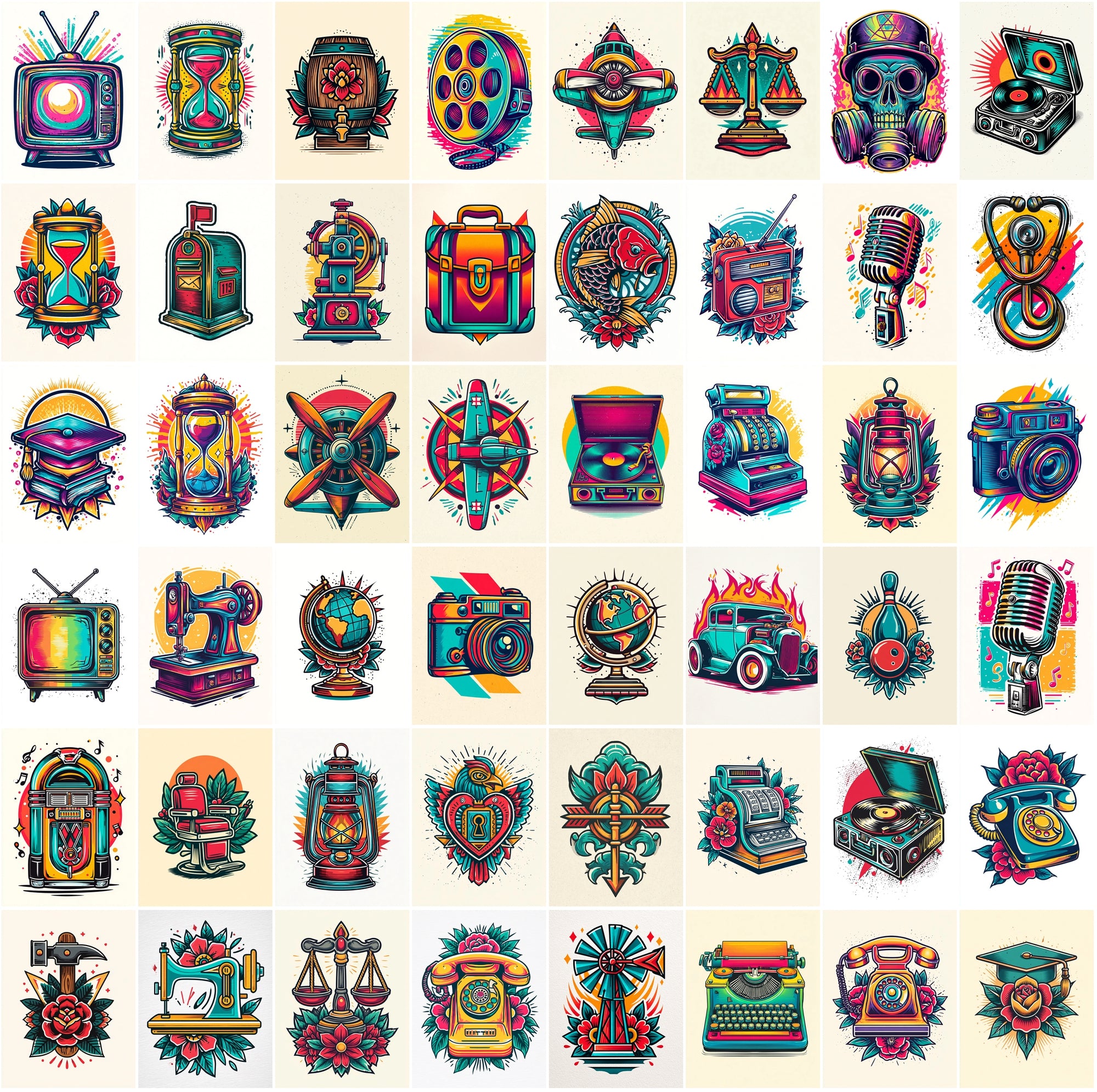 540 Bold Tattoo-Style T-Shirt Illustrations