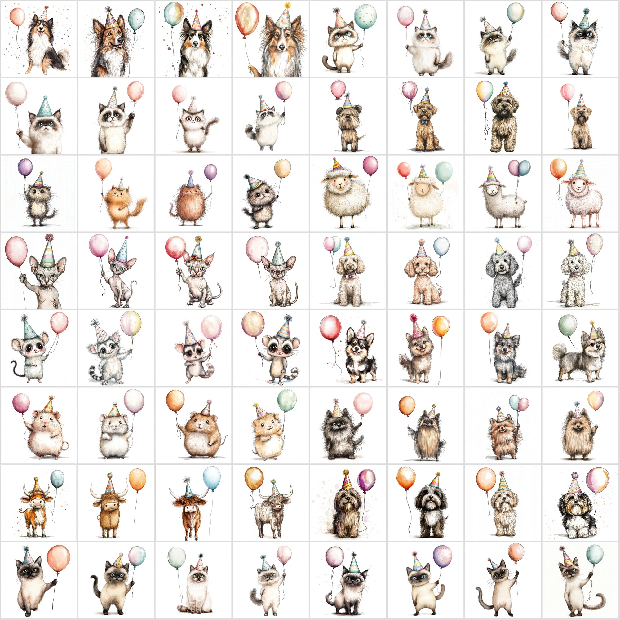 740 Animal Balloons Clipart - Commercial Use