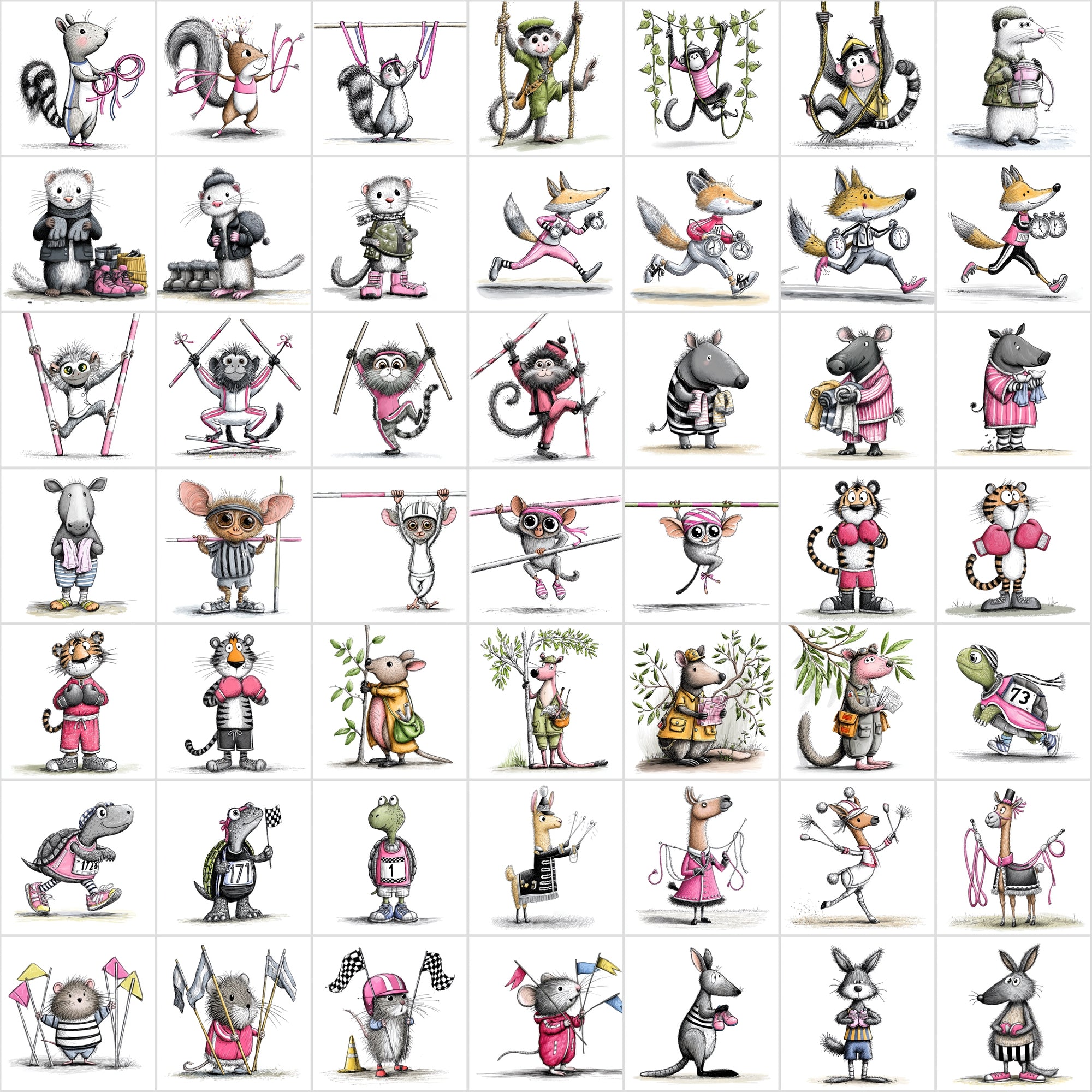 Cute Sports Animals Clipart Mega Bundle | 584 Animal Athlete Images