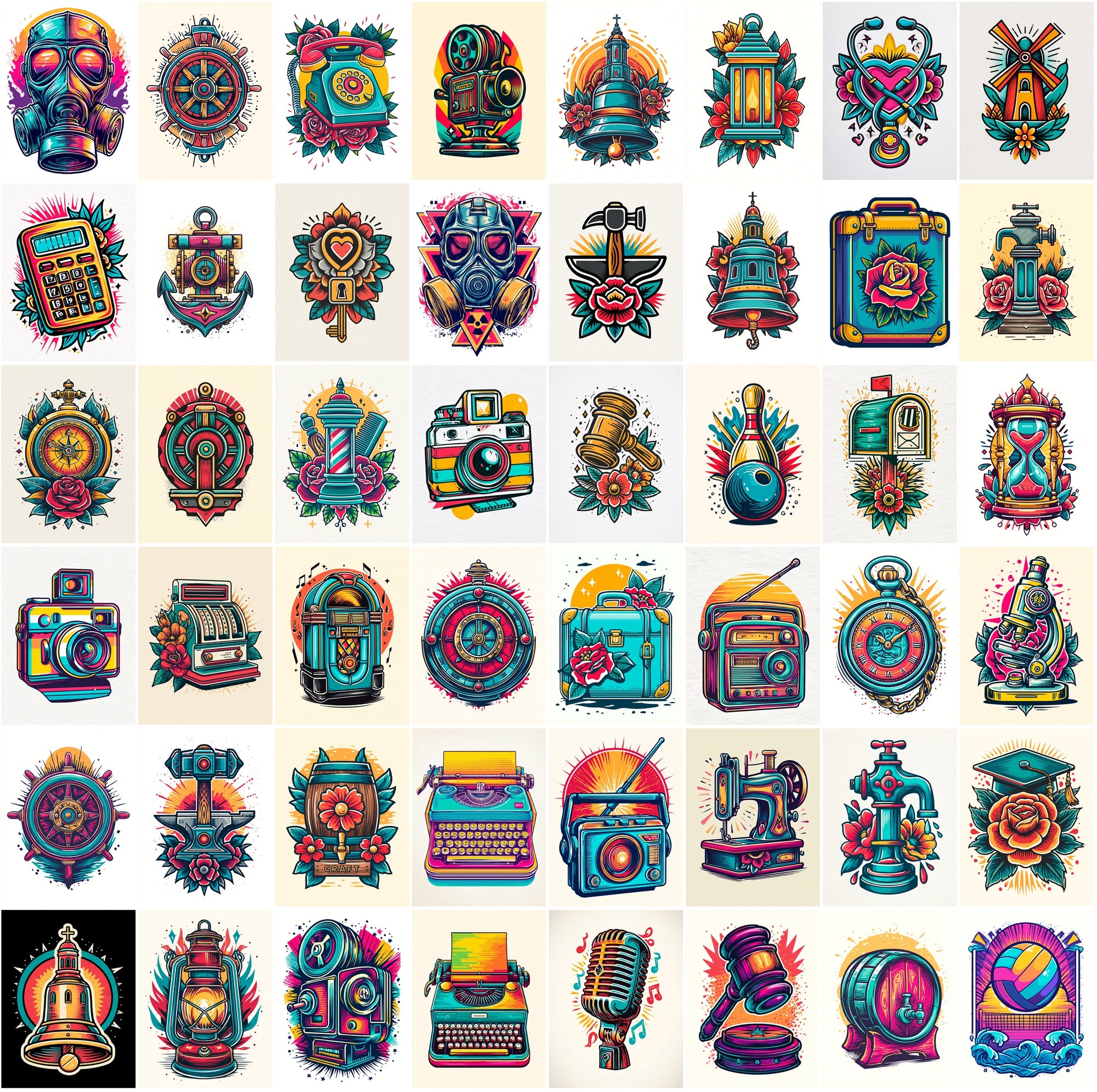 540 Bold Tattoo-Style T-Shirt Illustrations