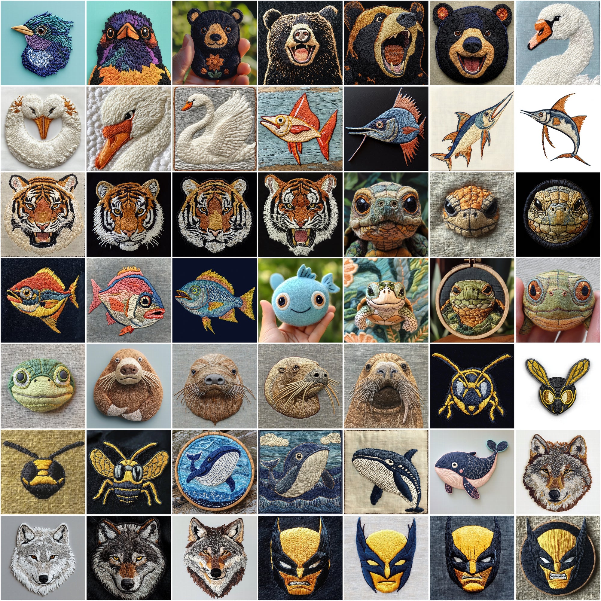 545 Embroidery Animal Facemoji Images