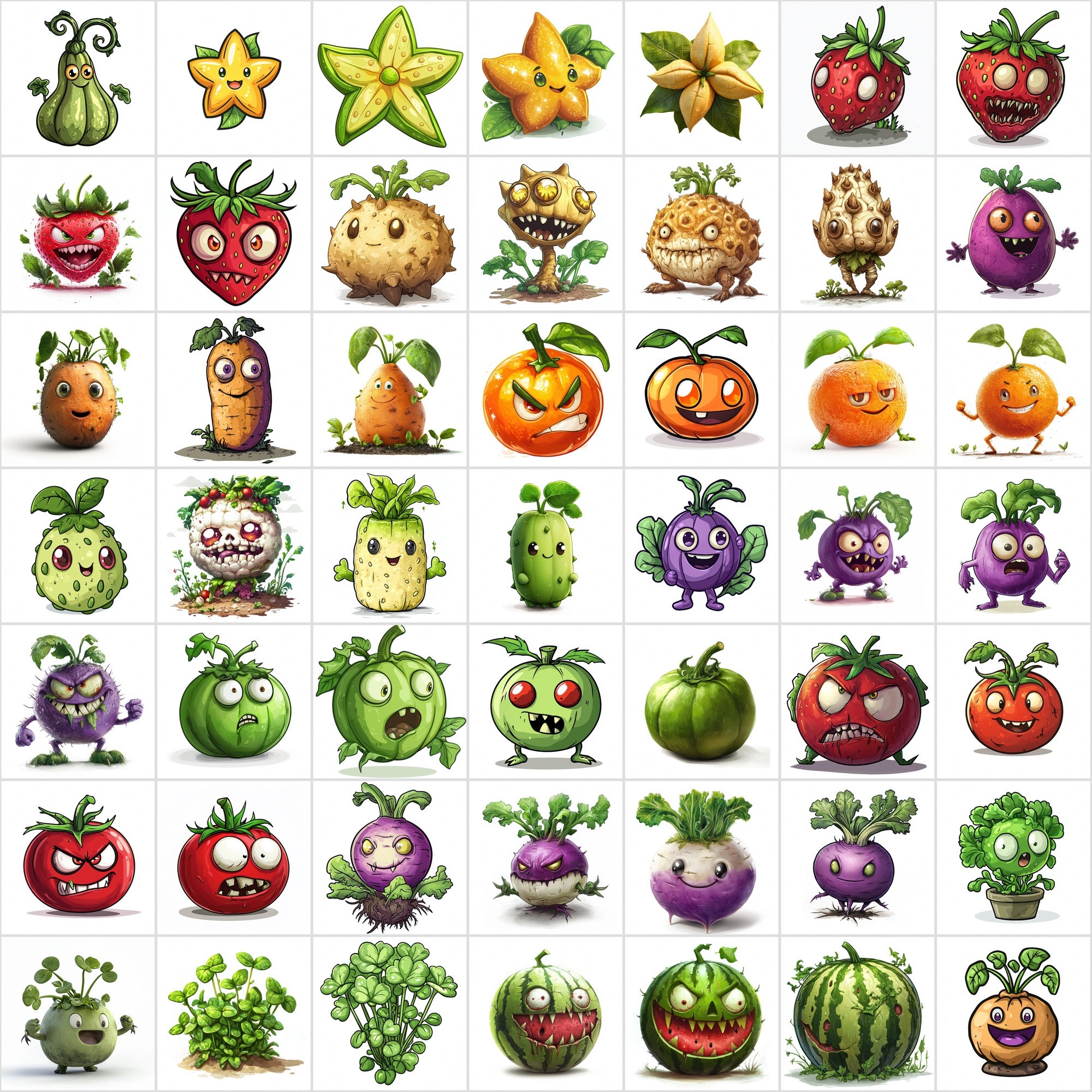 550 High-Resolution Fruits & Veggies Zombies-Themed Images