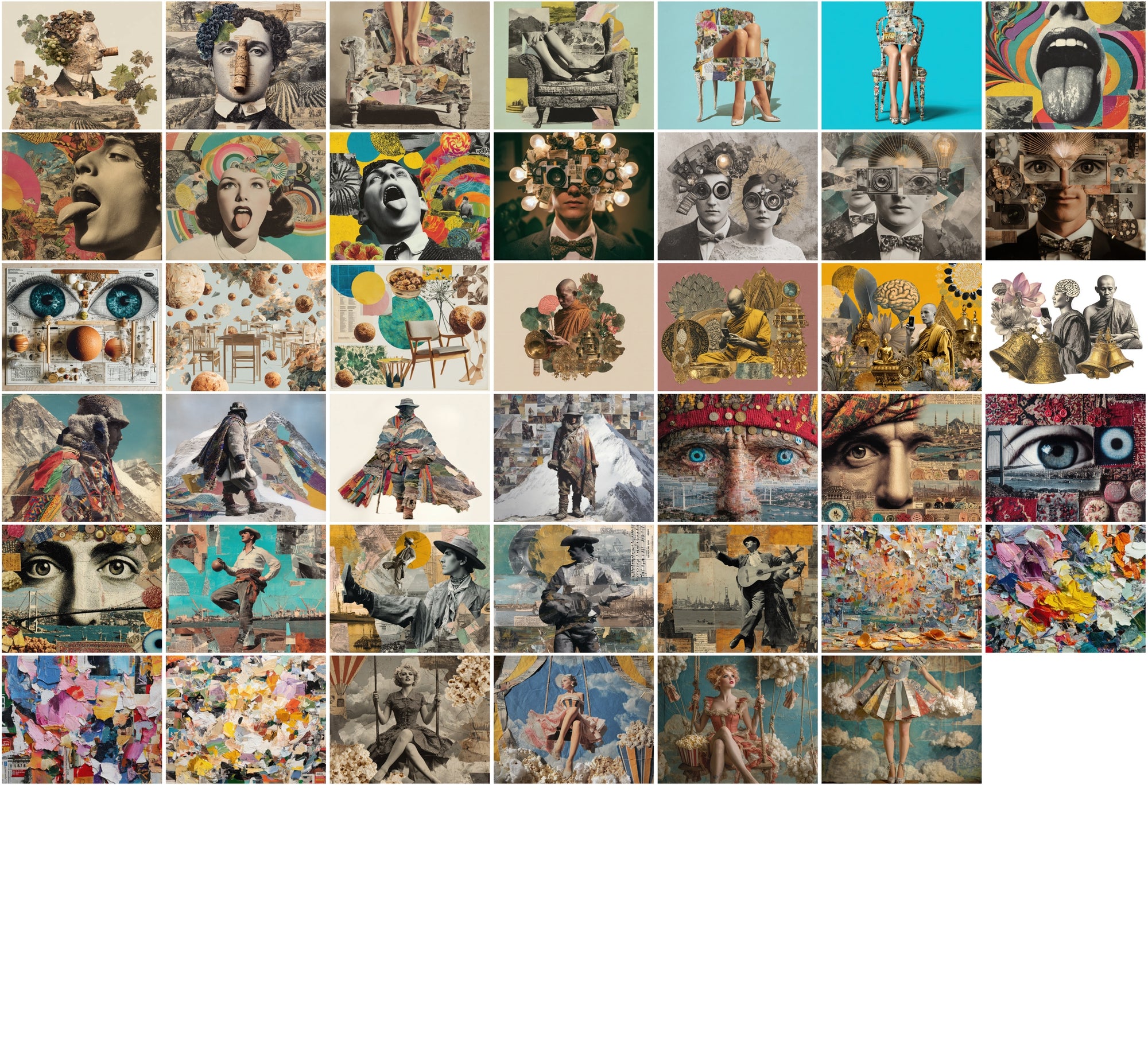 600 Surreal Collage Backgrounds JPG | Vintage Psychedelic Art with Commercial License