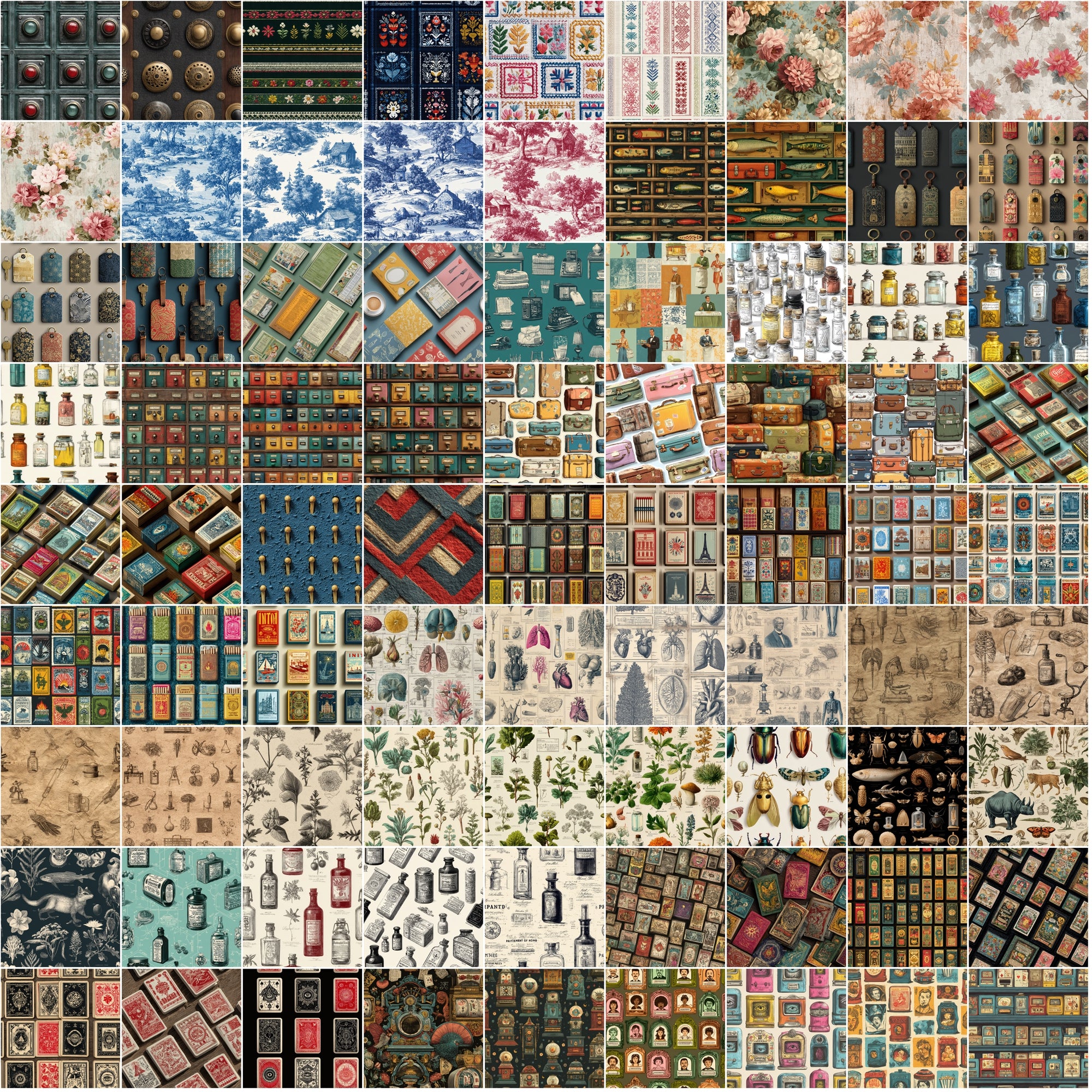 985 Seamless Patterns Bundle | JPG + PAT | Vintage, Retro, Grunge, Abstract & Modern Textures