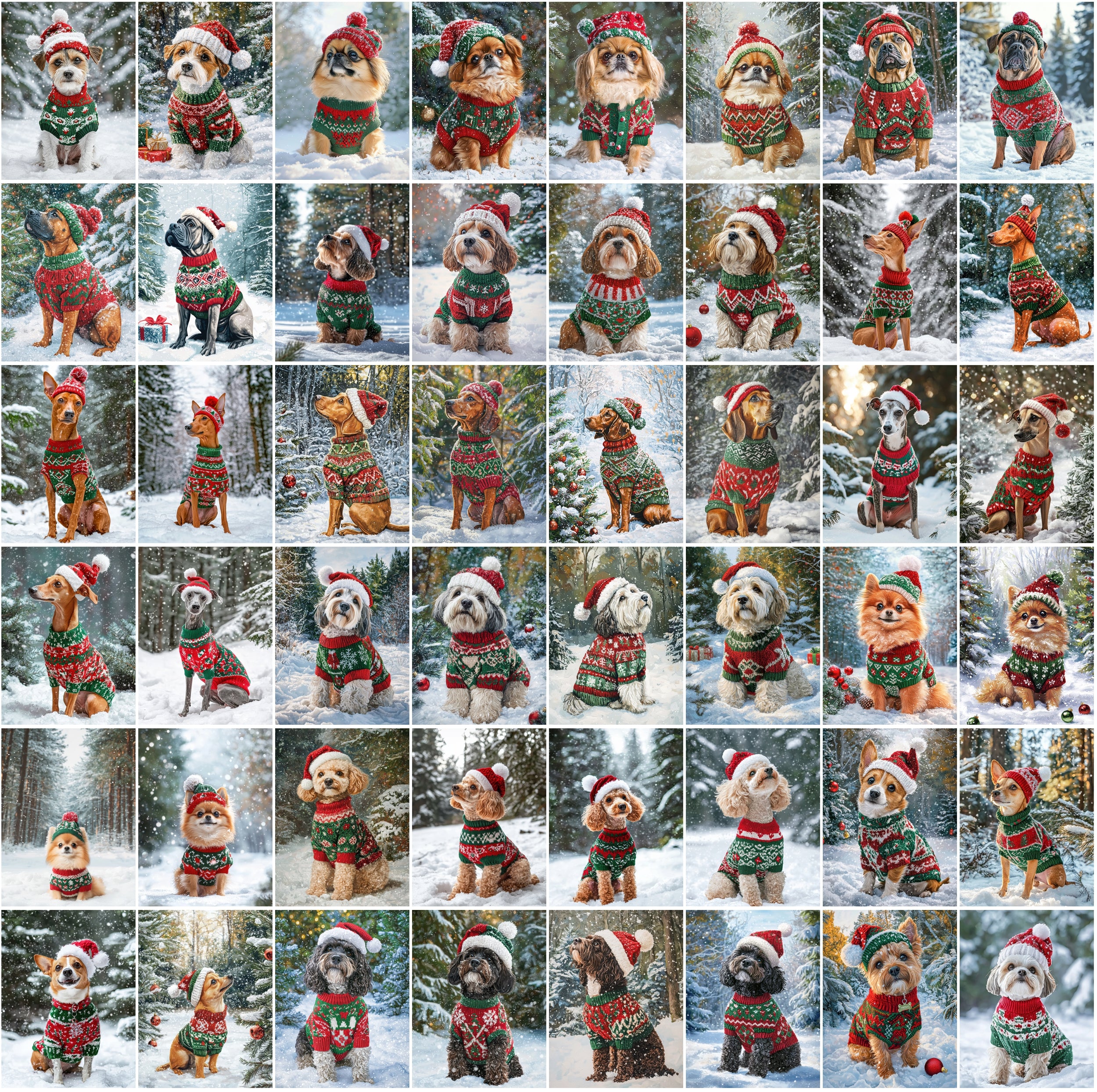 770 Adorable Dog Images on Snow with Holiday Sweaters