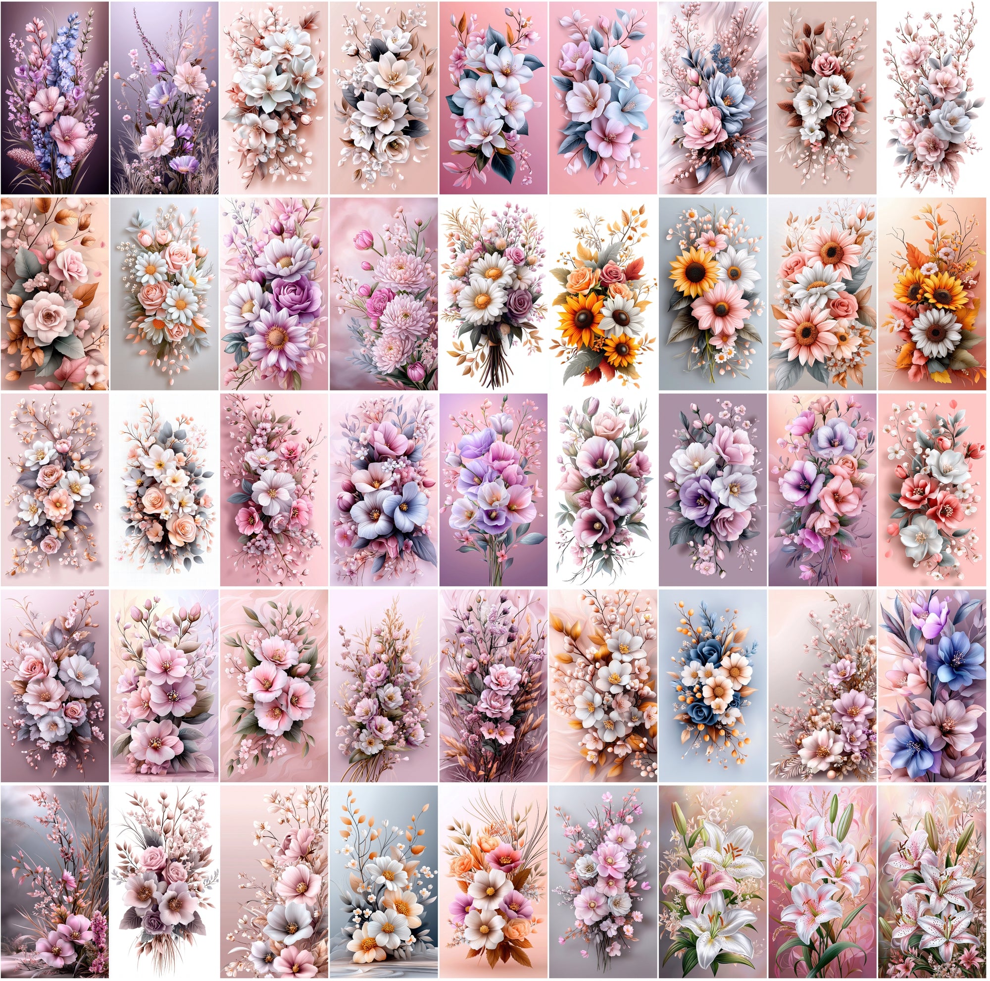 570 Delicate Pastel Flowers