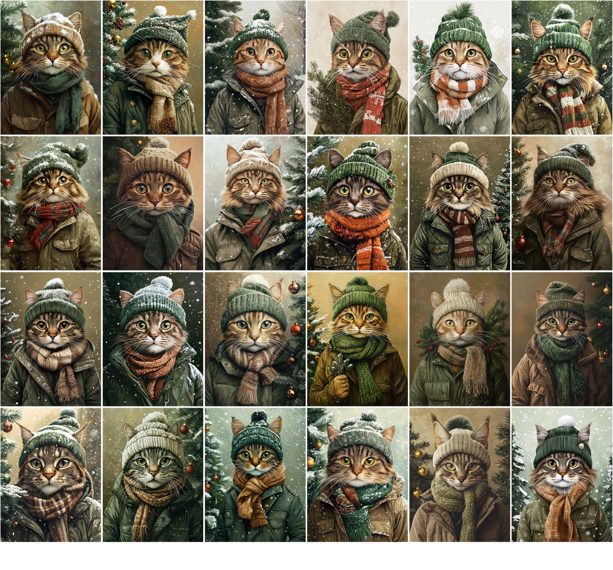 720 Adorable Cat Winter Illustrations - Cozy Cats in Hats & Scarves